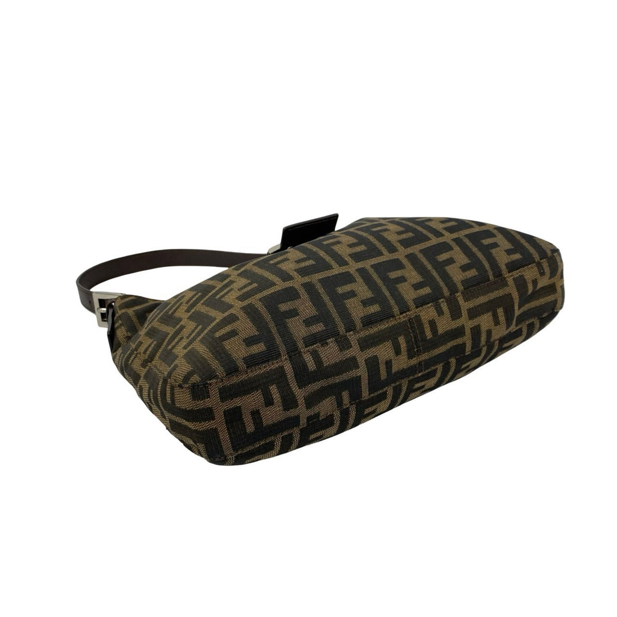 Fendi Black Brown Canvas Leather Handbag Shoulder Bag (Pre-Owned)