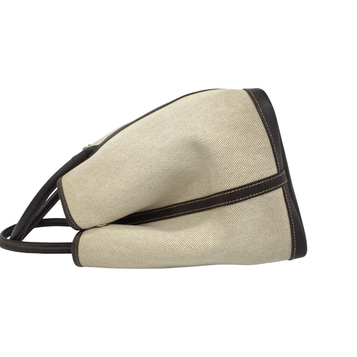 Hermes Brown Ivory Toile H Buffalo Leather Handbag Tote Bag (Pre-Owned)
