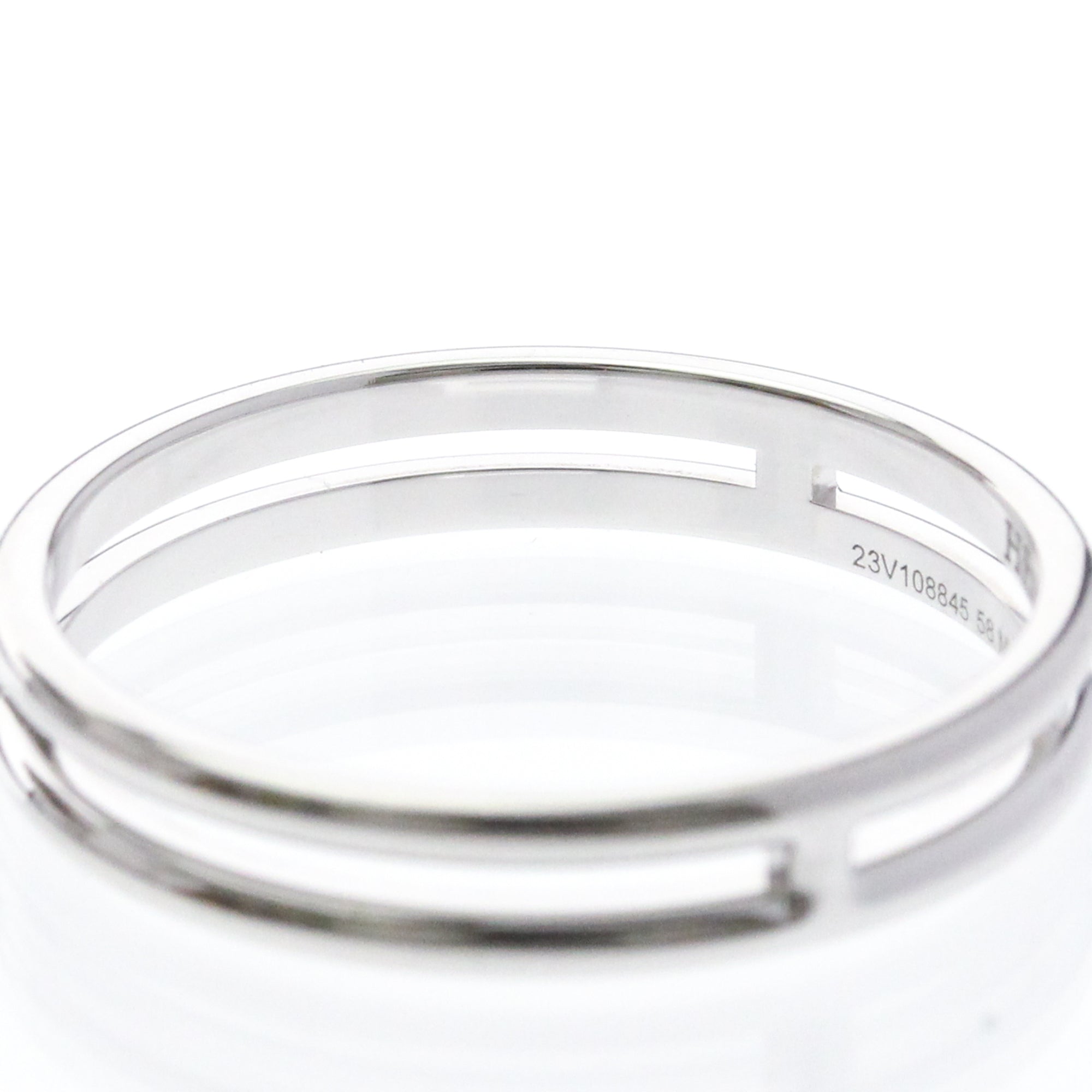 Hermes Ariane Wedding Band Ring 18K White Gold Silver White_Gold Ring Jewelry (Pre-Owned)