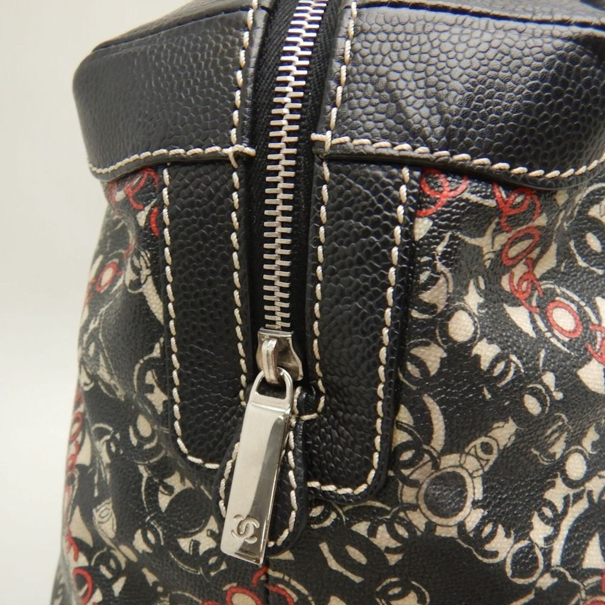 Chanel Black Coated Canvas Boston Bag (Pre-Owned)