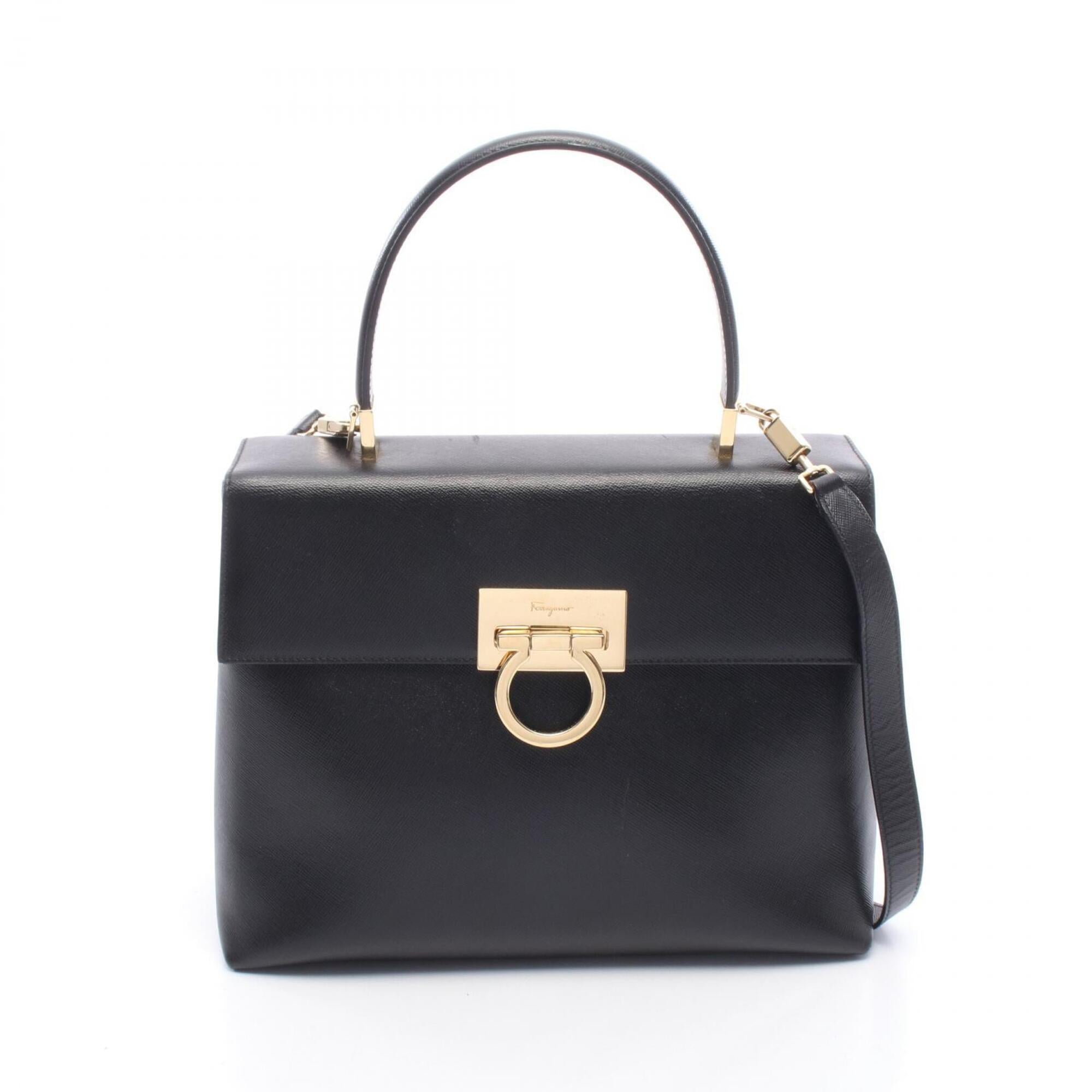 Salvatore Ferragamo Black Leather Handbag (Pre-Owned)