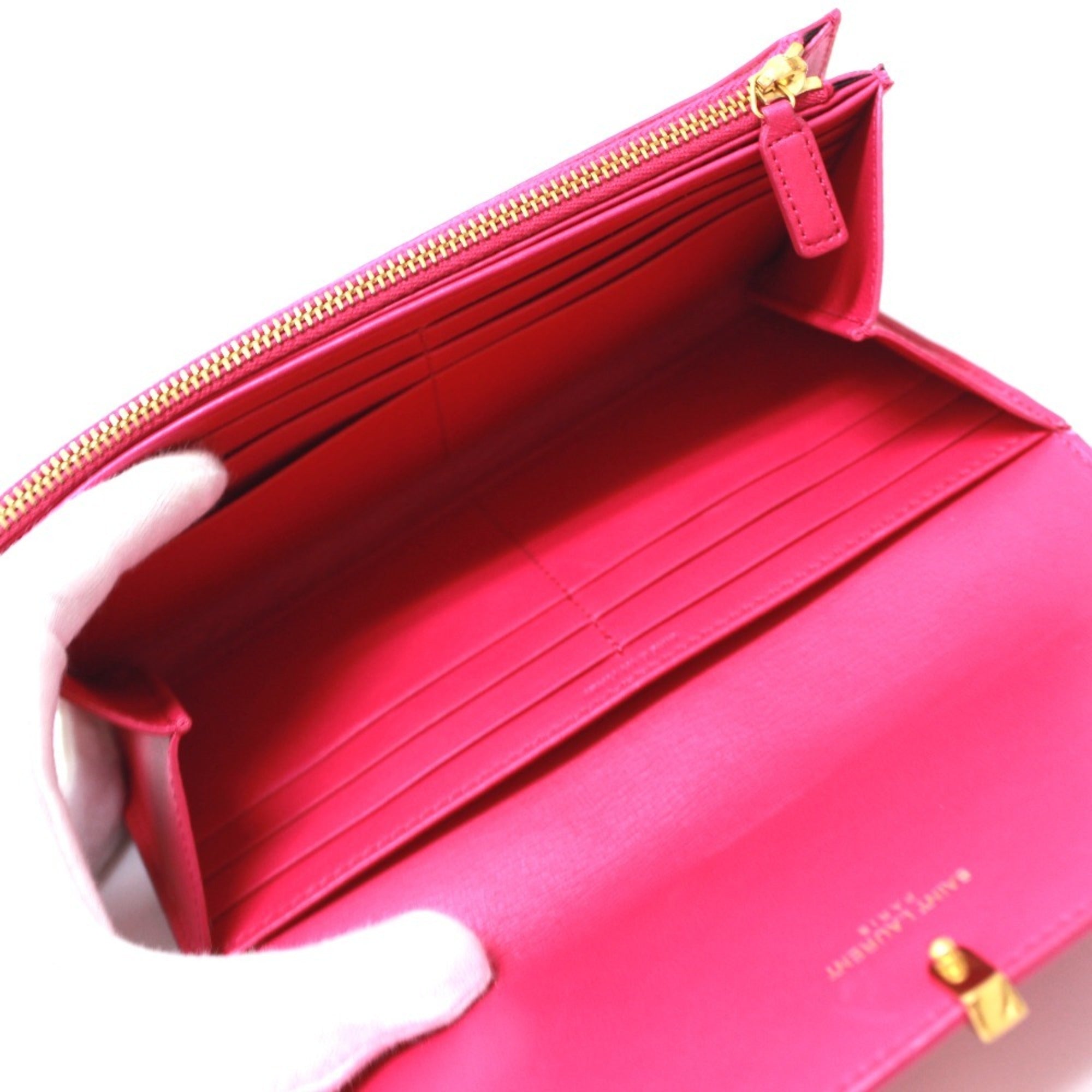 Yves Saint Laurent Pink Leather Long Wallet (Bi-Fold) (Pre-Owned)