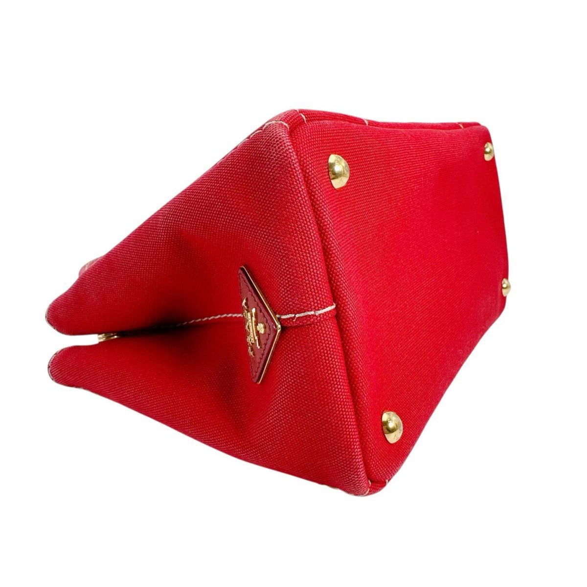 Prada Red Color Canvas Tote Bag (Pre-Owned)