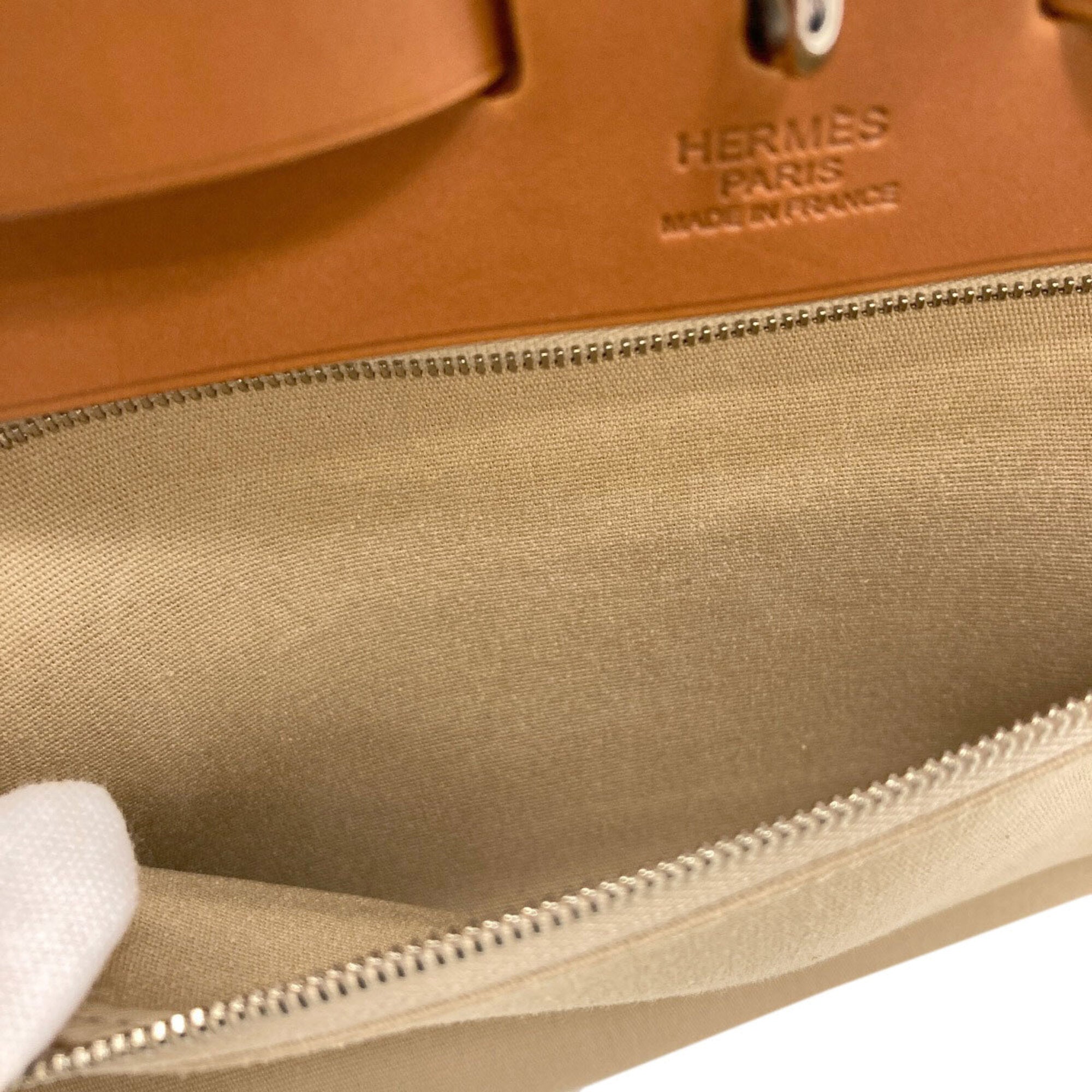 Hermes Beige Toile Officier Handbag Pouch (Pre-Owned)