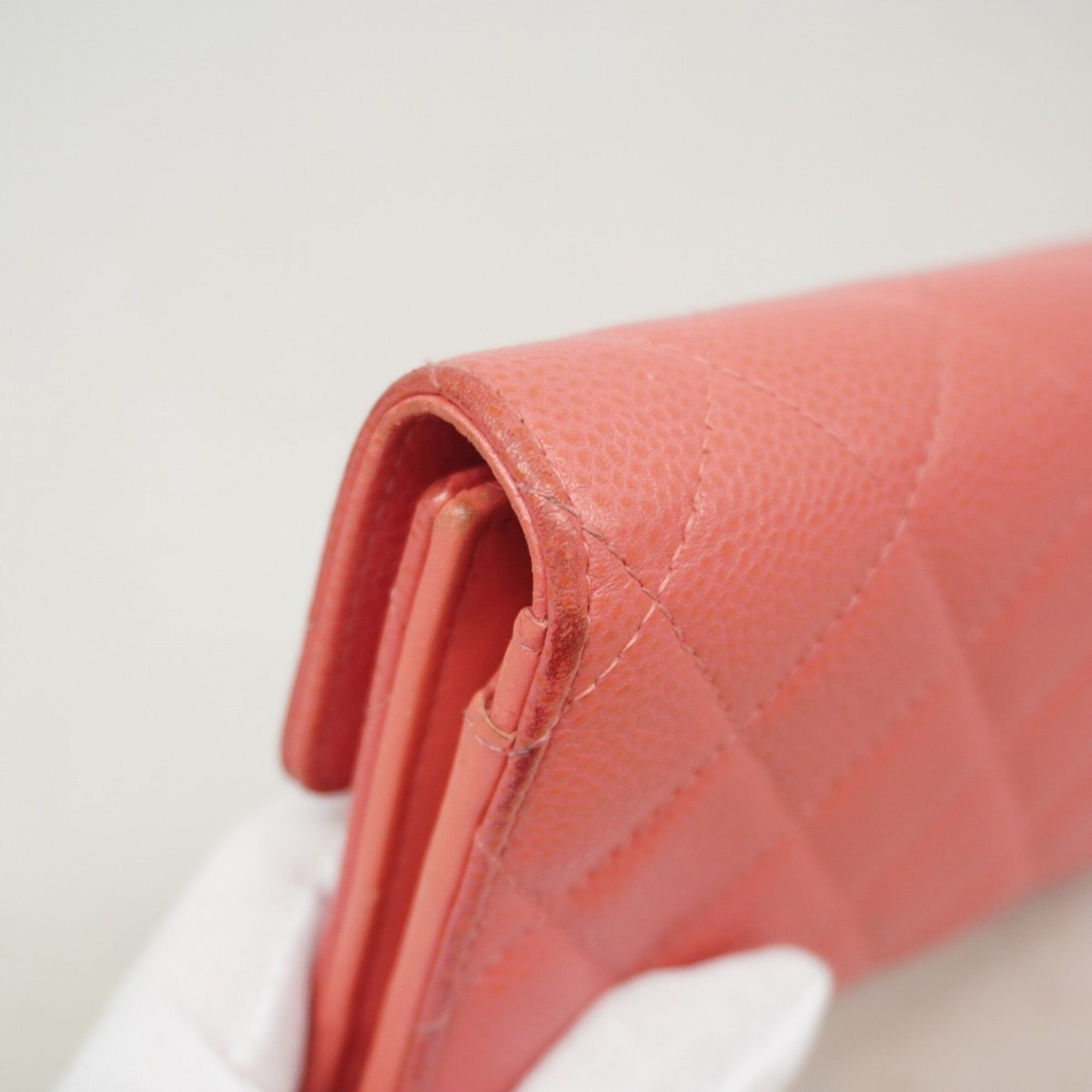 Chanel Pink Grained Calfskin Wallet (Tri-Fold) (Pre-Owned)