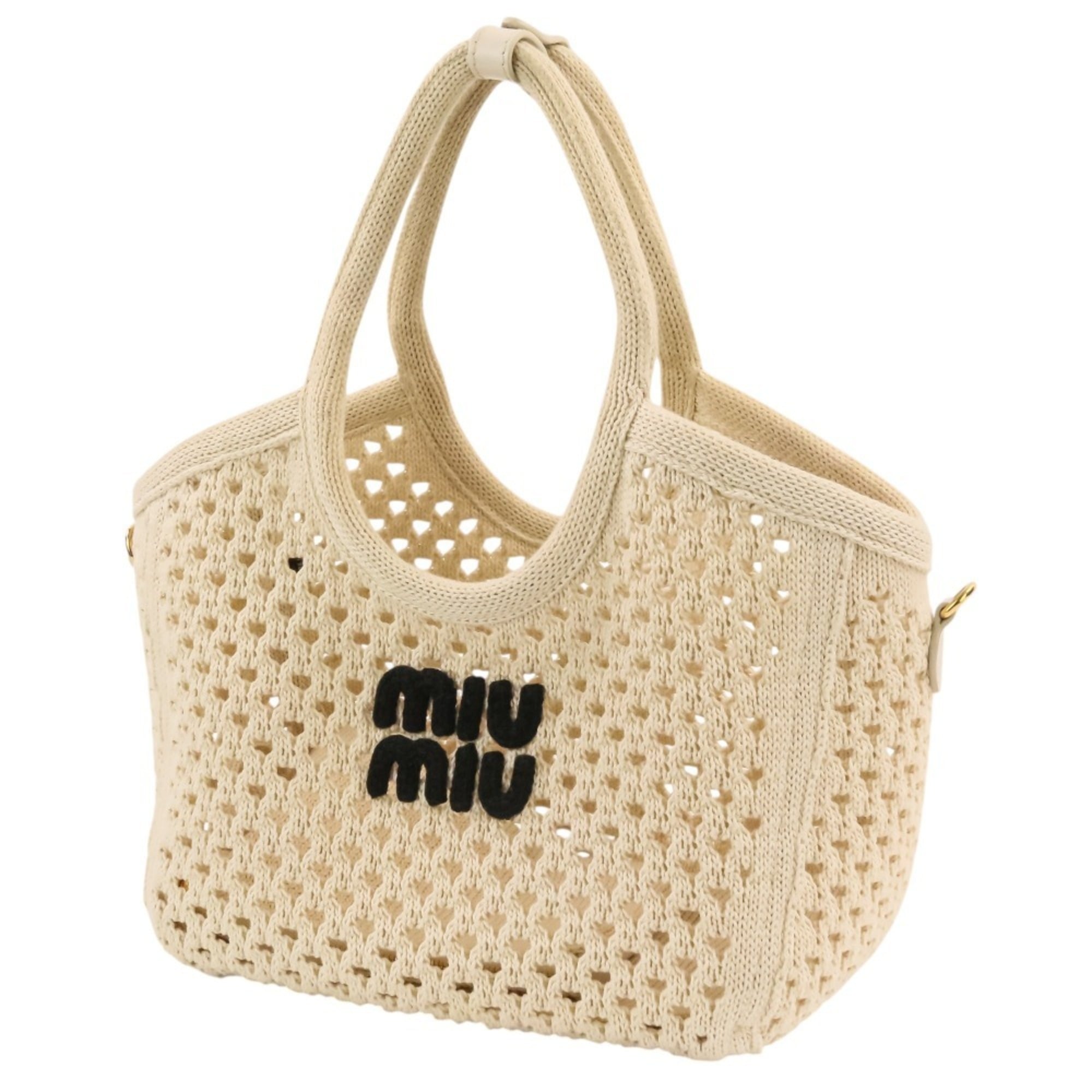 Miu Miu Ivory Mesh Handbag Pouch Tote Bag (Pre-Owned)