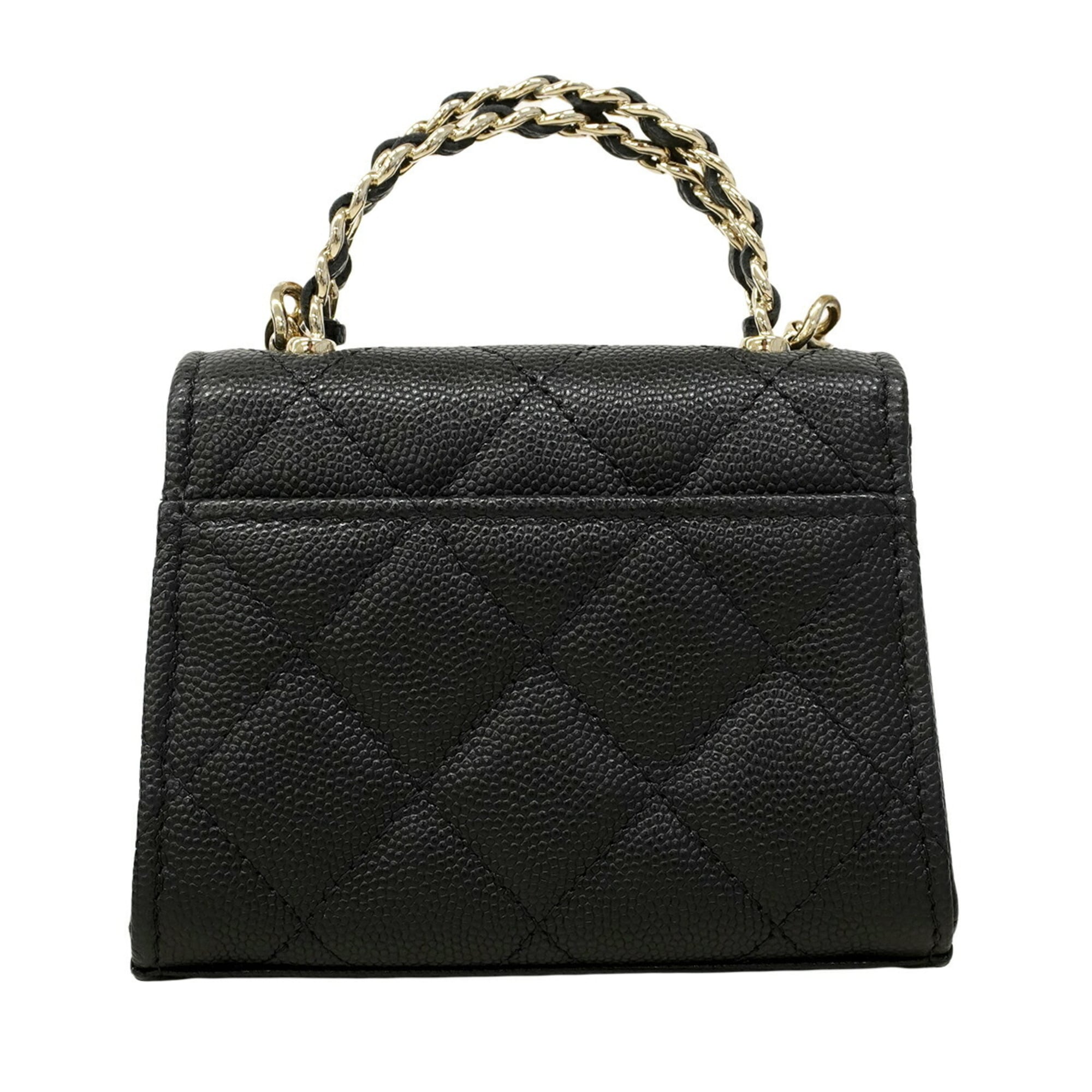 Chanel Black Grained Calfskin Handbag (Pre-Owned)