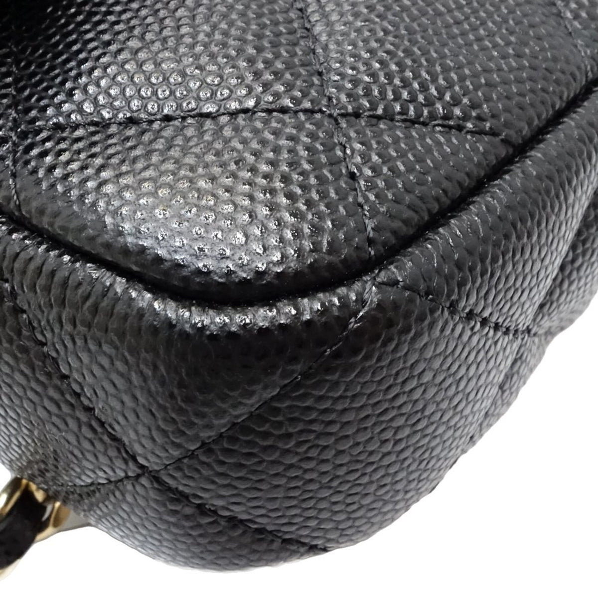 Chanel Black Grained Calfskin Chain/Shoulder Wallet (Pre-Owned)