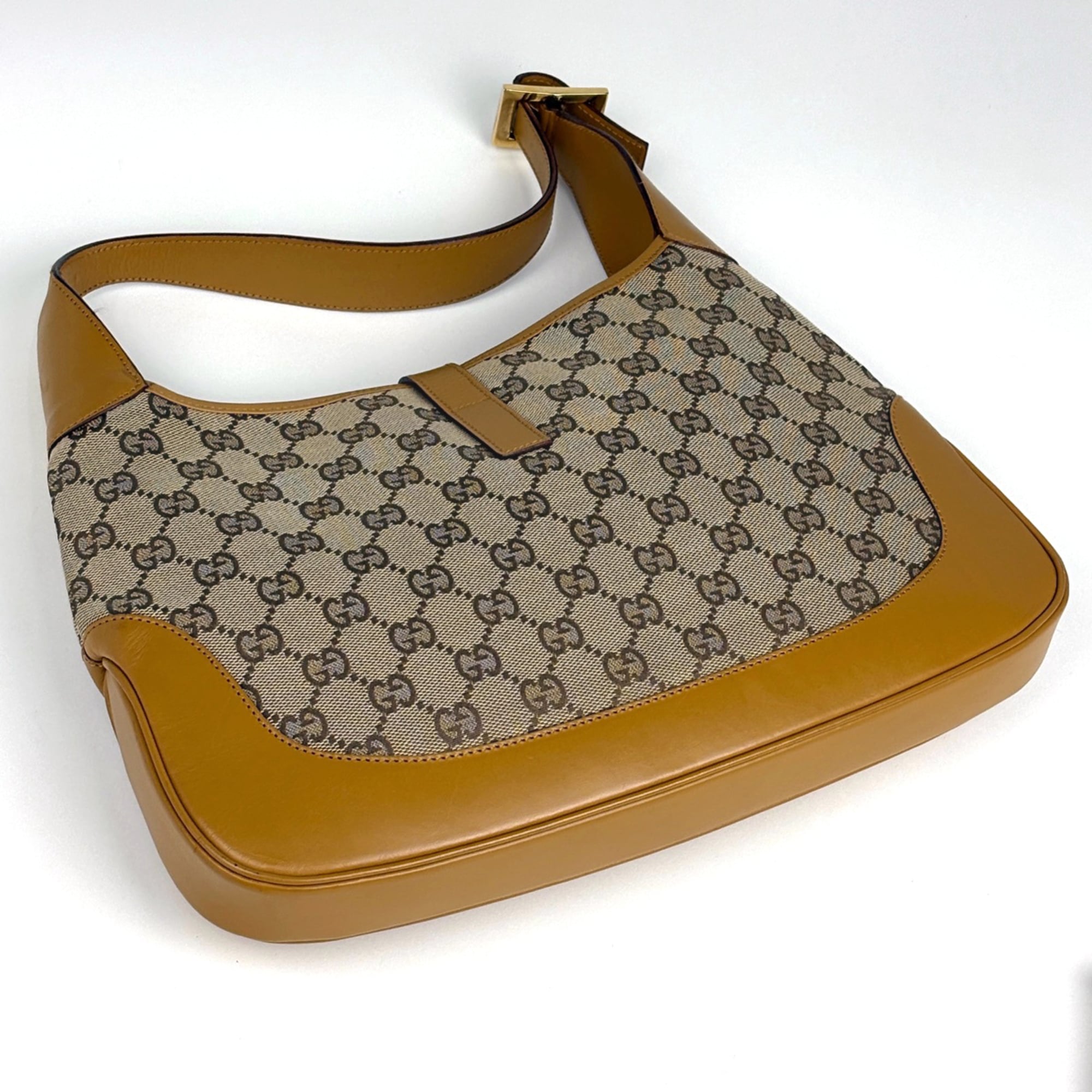 Gucci Brown Gg Canvas Leather Shoulder Bag (Pre-Owned)
