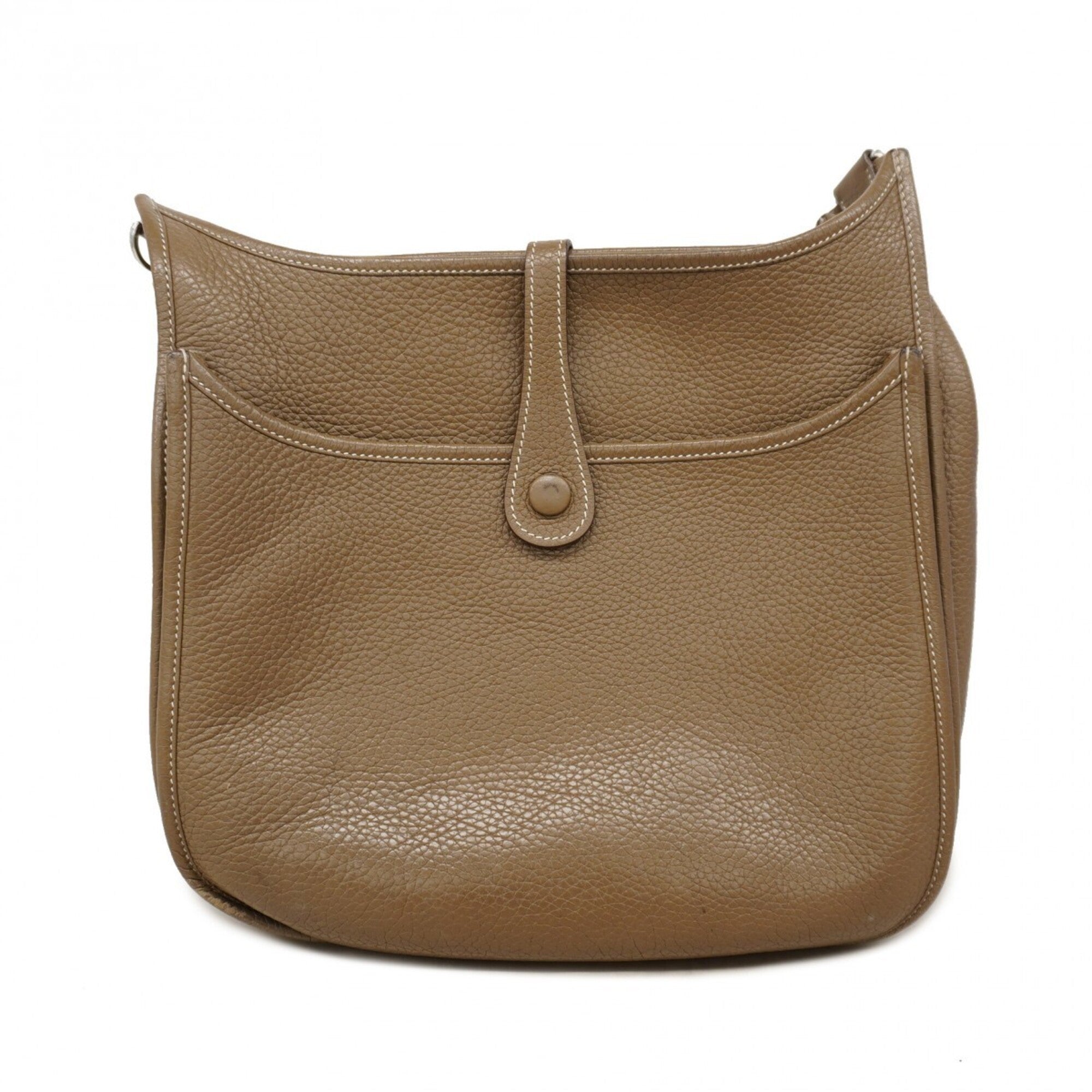 Hermes Etoupe Gray Taurillon Clemence Leather Shoulder Bag (Pre-Owned)