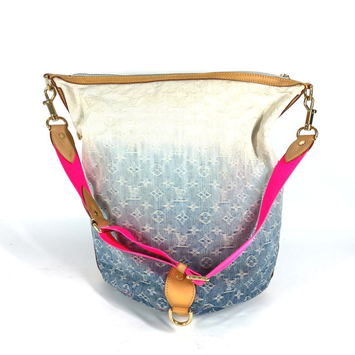 Louis Vuitton Blue Pink Monogram Denim Shoulder Bag Tote Bag (Pre-Owned)