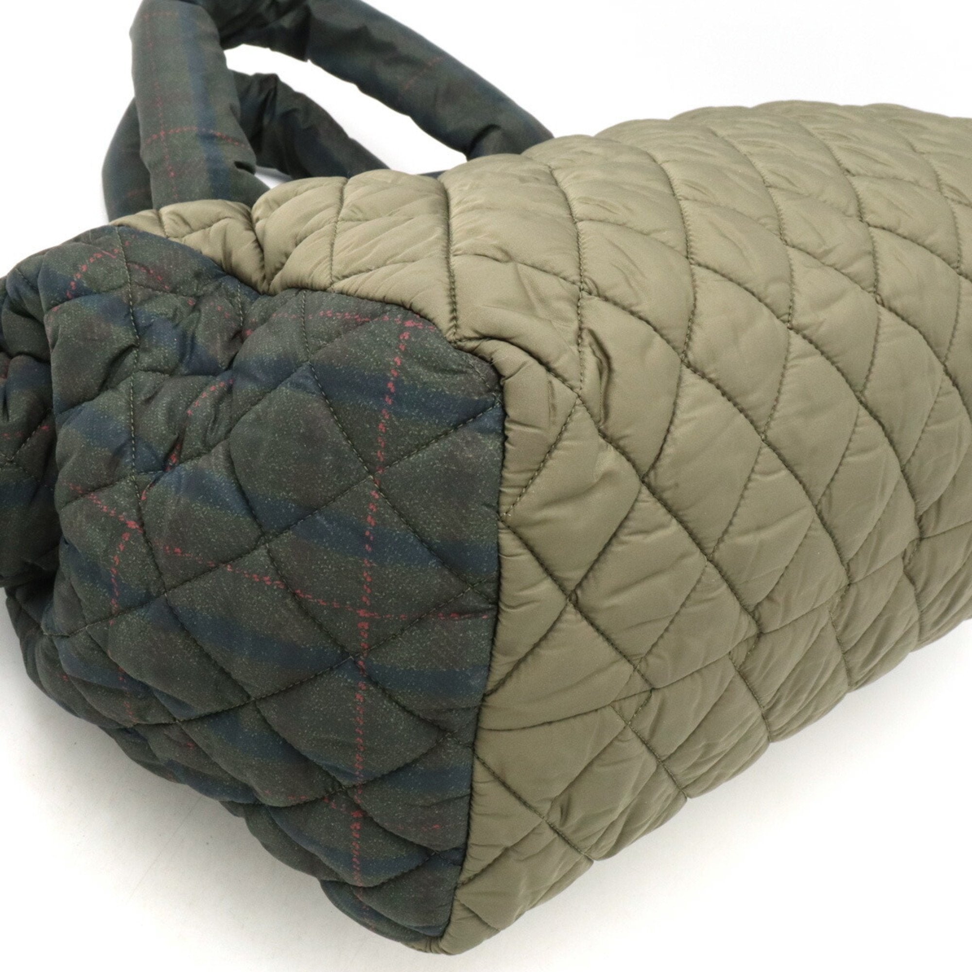Chanel Coco Cocoon Green Khaki Multi-Color Nylon Leather Boston Bag Handbag Tote Bag (Pre-Owned)