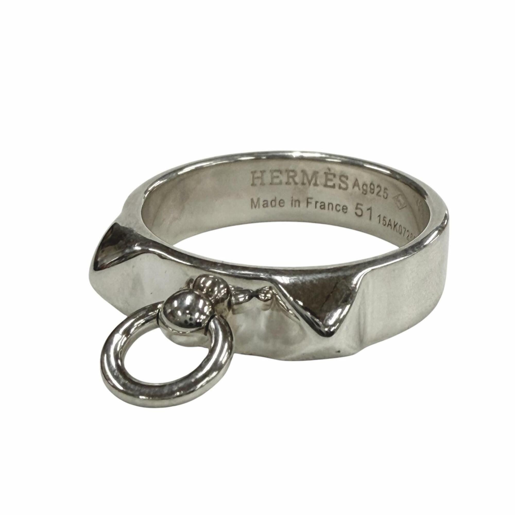 Hermes Silver Silver 925 Band Ring (Pre-Owned)