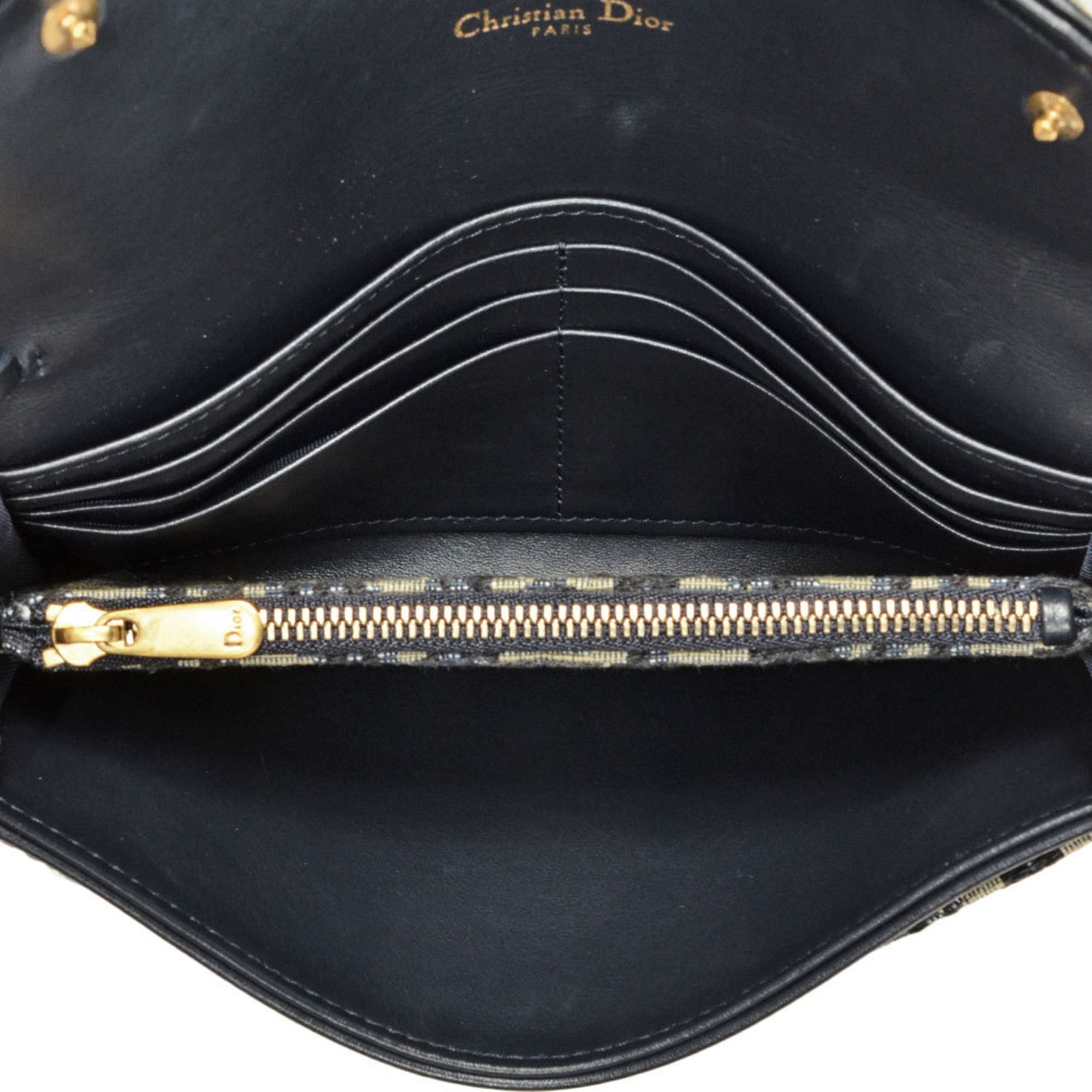 Christian Dior Blue Jacquard Chain/Shoulder Wallet (Pre-Owned)