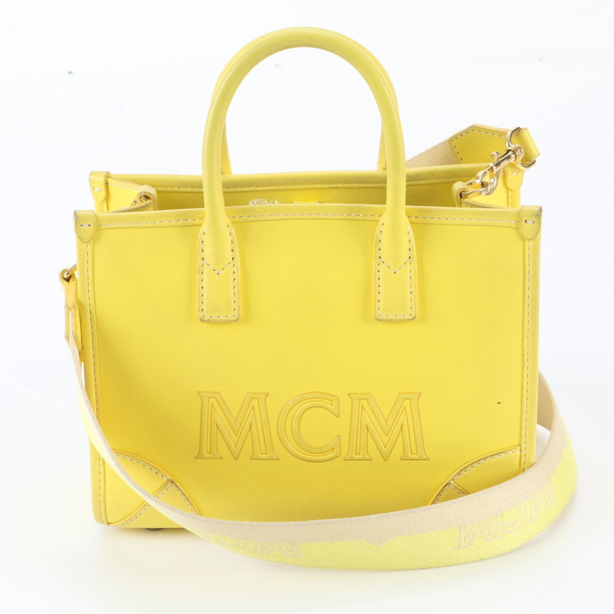 Mcm Yellow Leather Handbag Shoulder Bag Tote Bag (Pre-Owned)