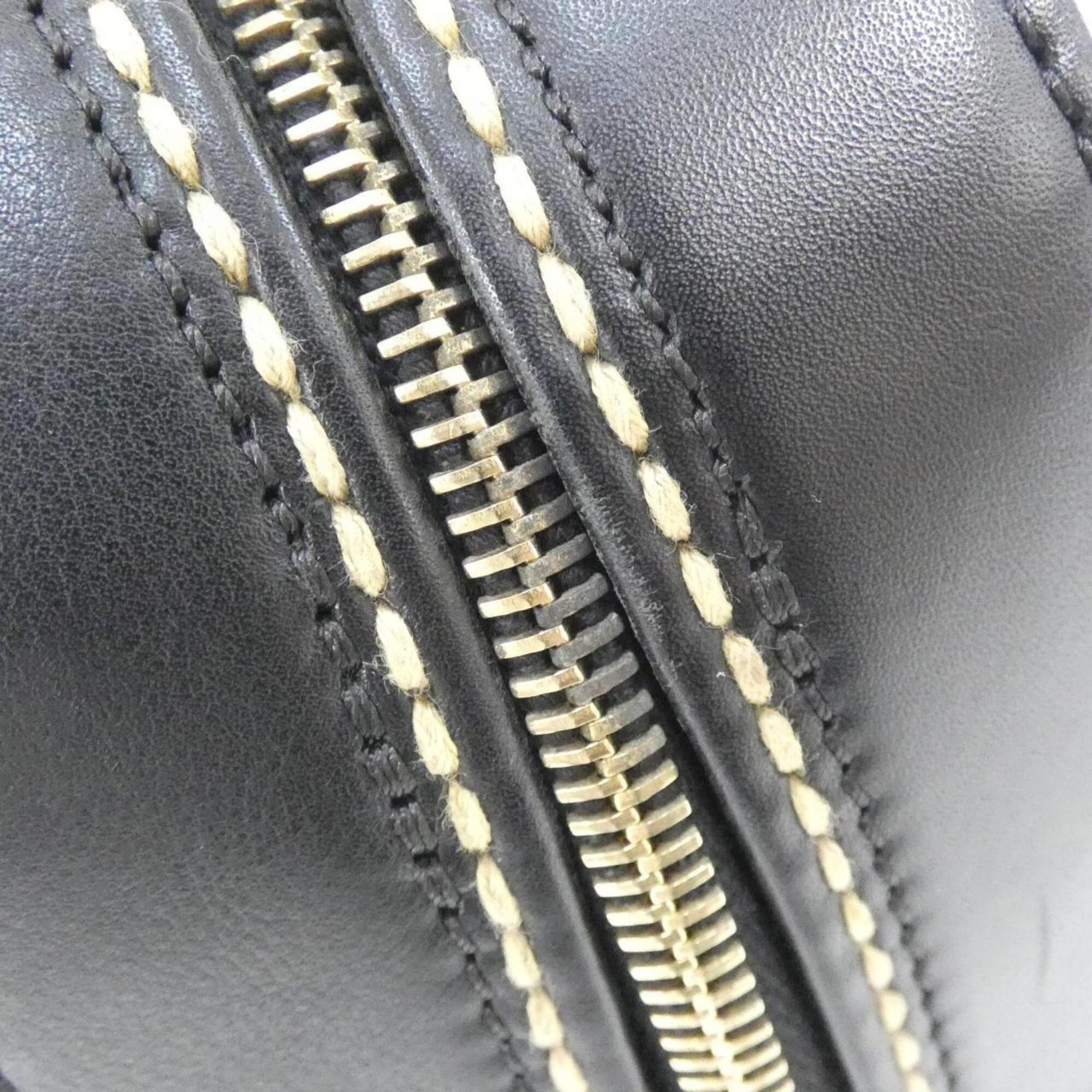 Chanel Beige Black Leather Handbag Pouch (Pre-Owned)