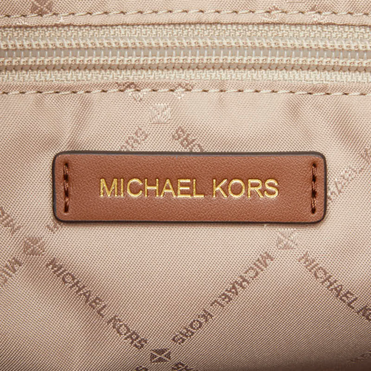 Michael Kors Beige Brown Canvas Leather Shoulder Bag Tote Bag (Pre-Owned)