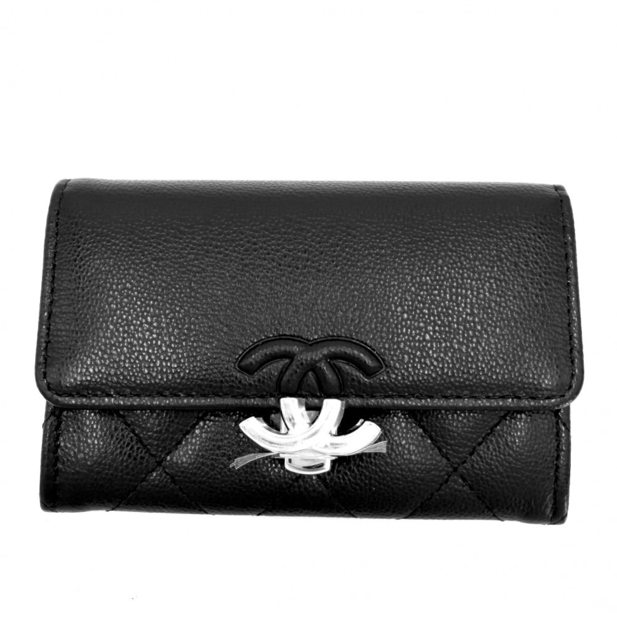 Chanel Matelasse Black Grained Calfskin Coin Purse/Coin Case (Pre-Owned)