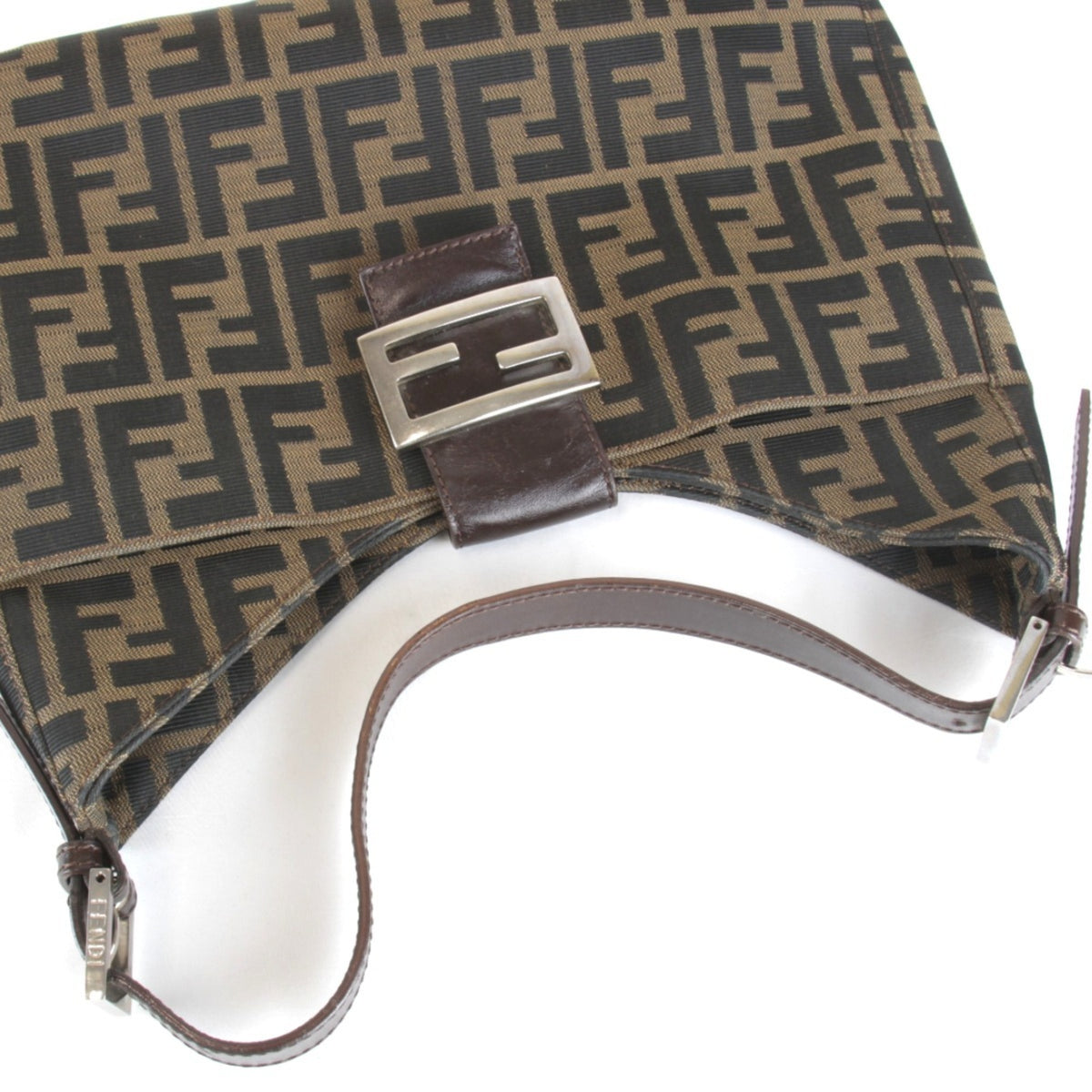 Fendi Zucca Khaki Canvas Shoulder Bag (Pre-Owned)