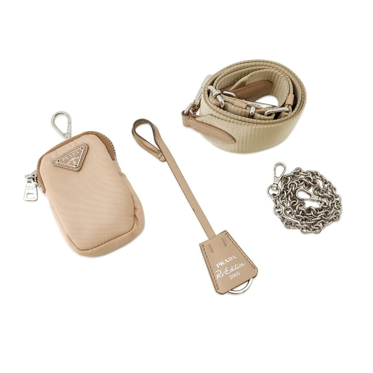 Prada Beige Nylon Handbag Shoulder Bag (Pre-Owned)