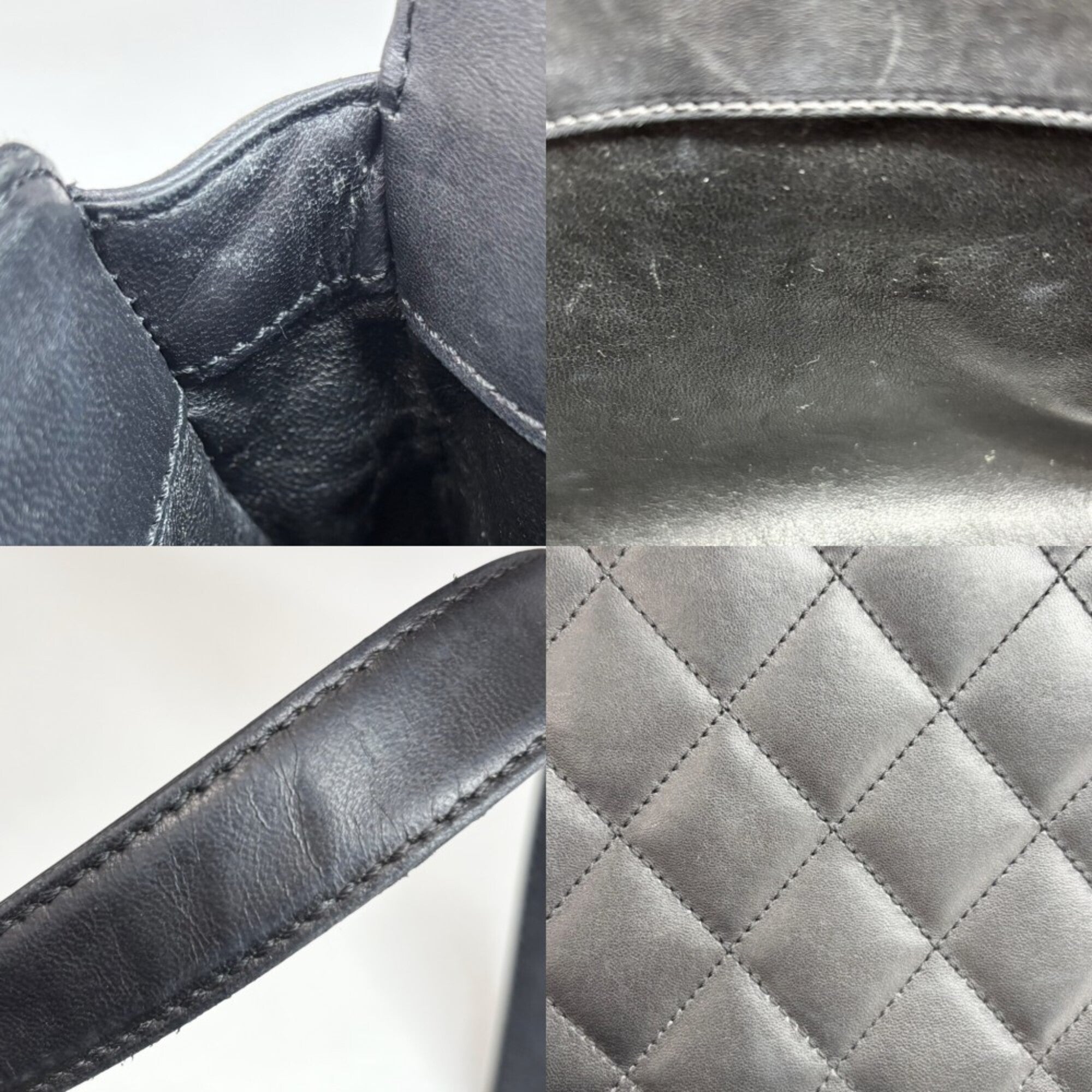 Chanel Matelasse Black Leather Handbag Tote Bag (Pre-Owned)