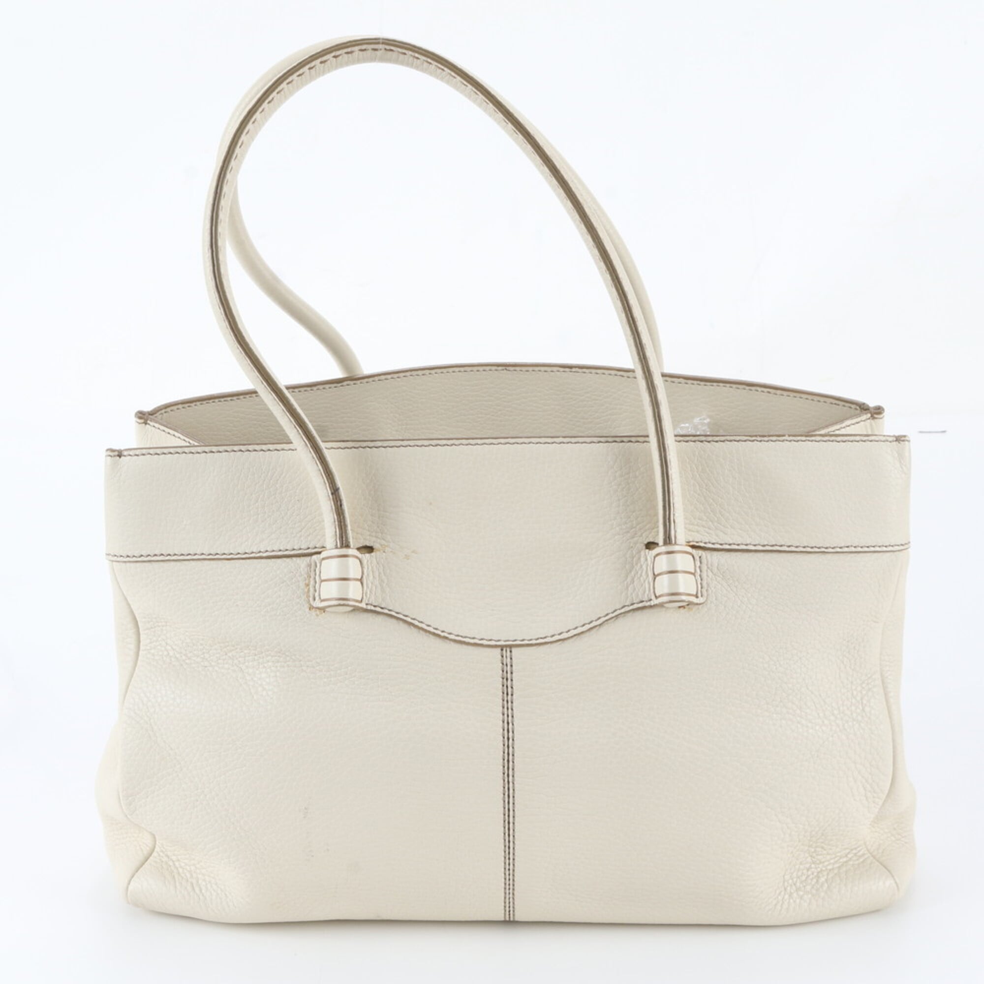 Tod's Ivory Leather Handbag Shoulder Bag Tote Bag (Pre-Owned)