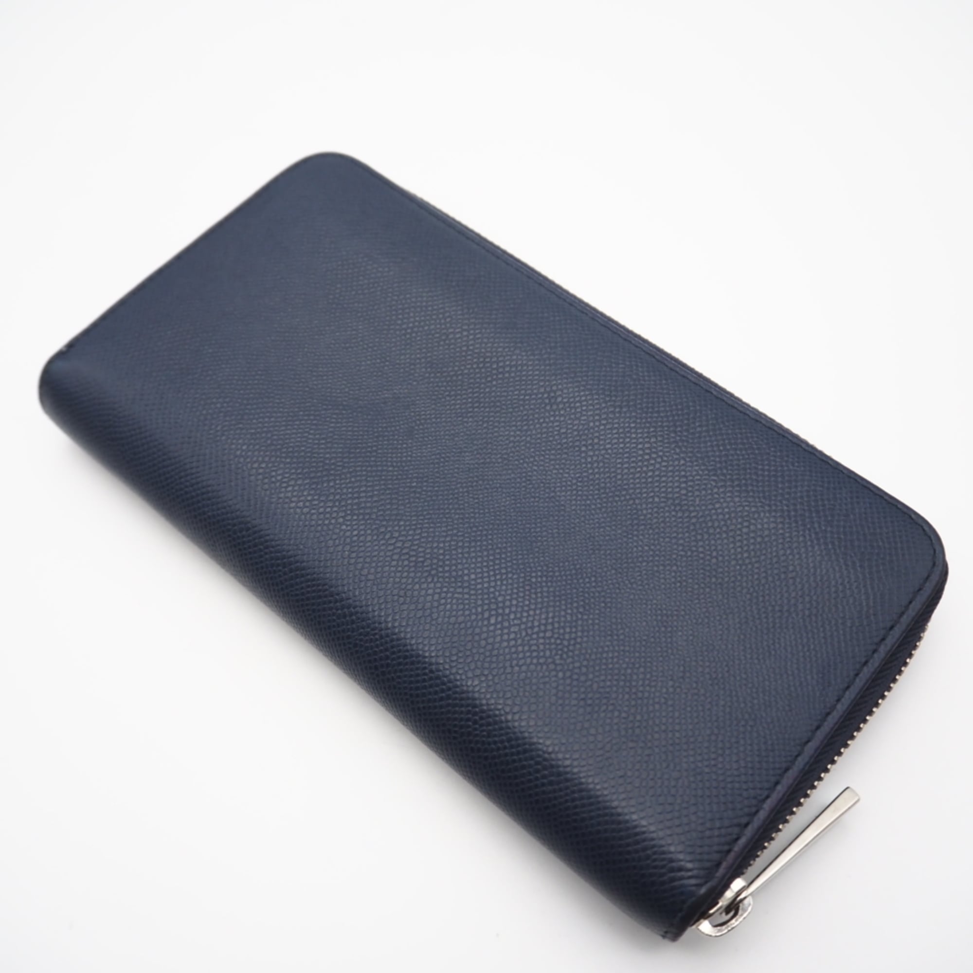 Christian Dior Blue Navy Leather Long Wallet (Bi-Fold) (Pre-Owned)