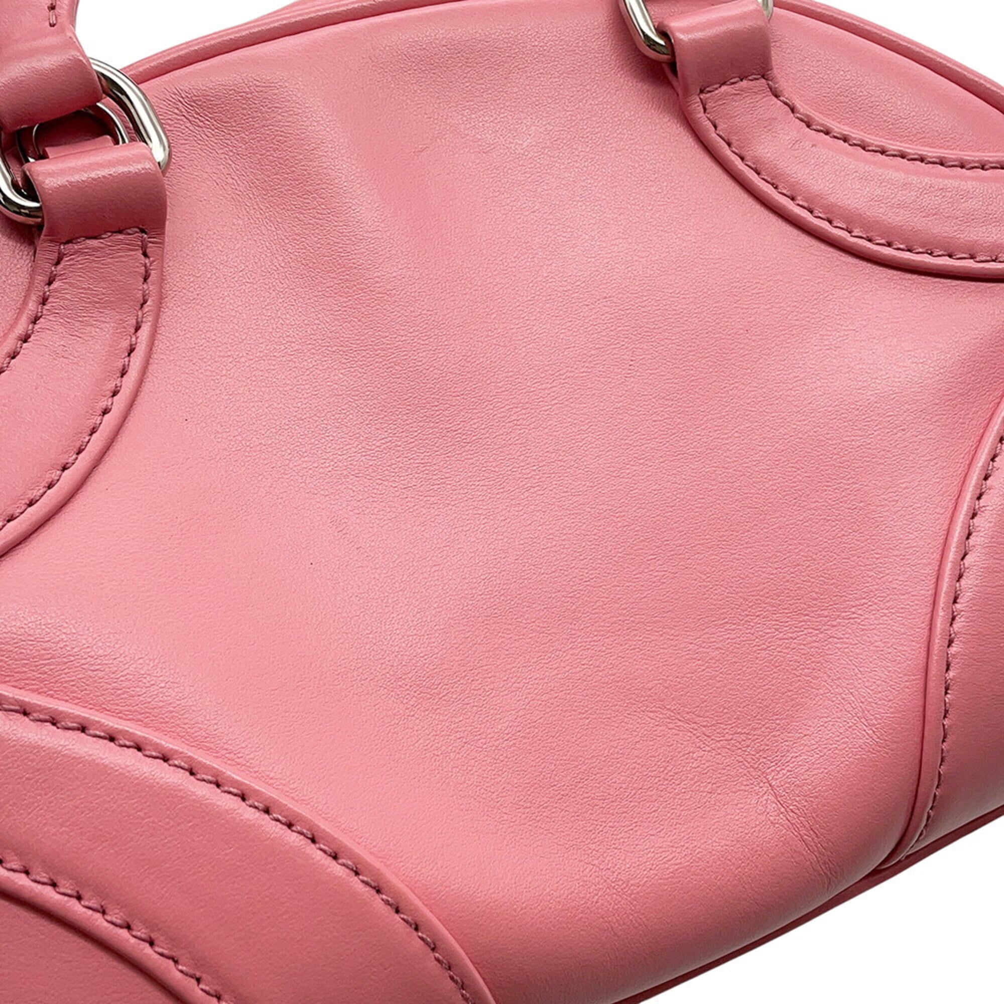 Prada Pink Leather Handbag Shoulder Bag (Pre-Owned)