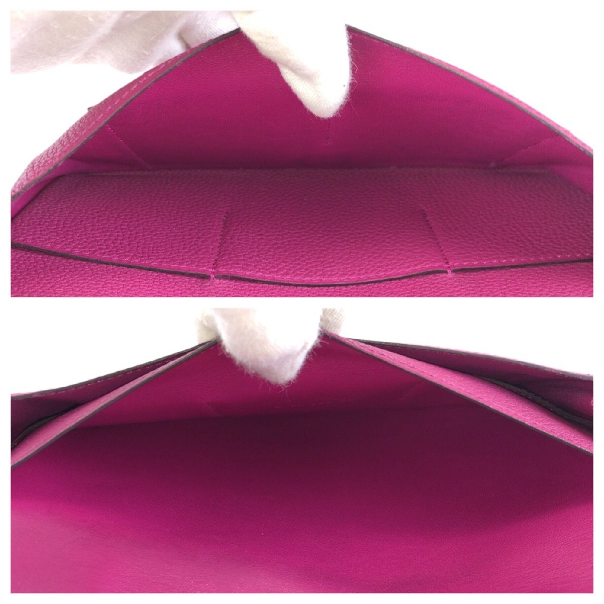 Hermes Pink Rose Purple Togo Leather Long Wallet (Bi-Fold) (Pre-Owned)