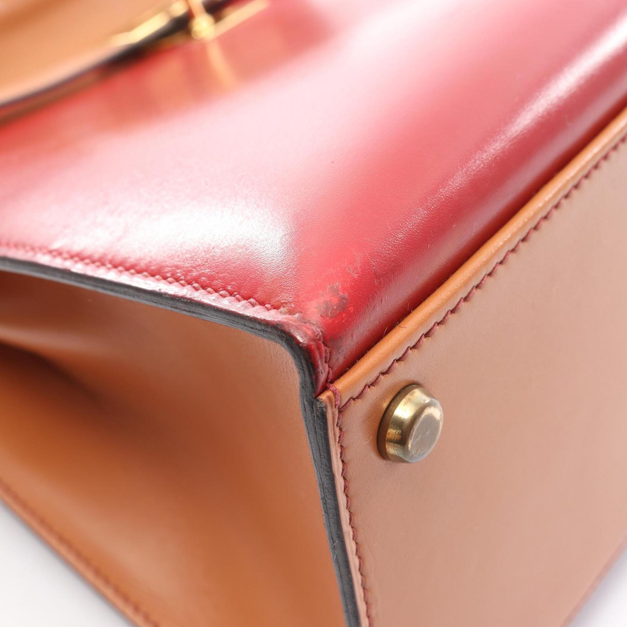 Hermes Bordeaux Brown Natural Red Color Rouge H Rouge Vif Box Calf Leather Chamonix Leather Leather Handbag (Pre-Owned)
