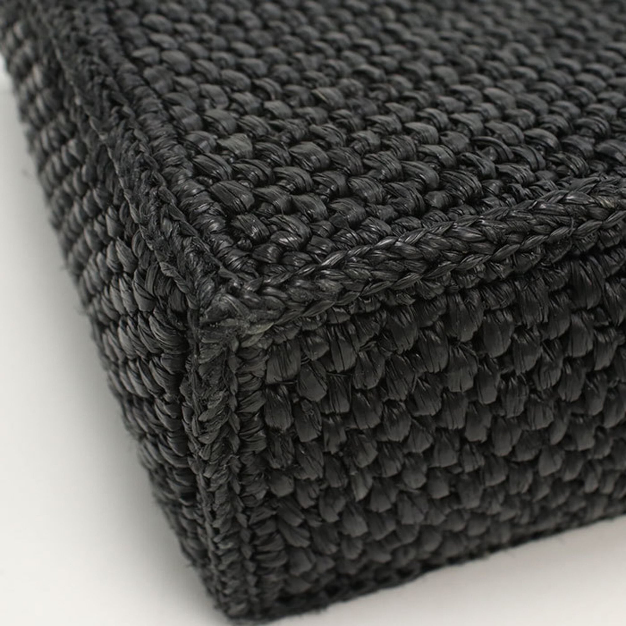 Loewe Black Leather Raffia Handbag Shoulder Bag (Pre-Owned)