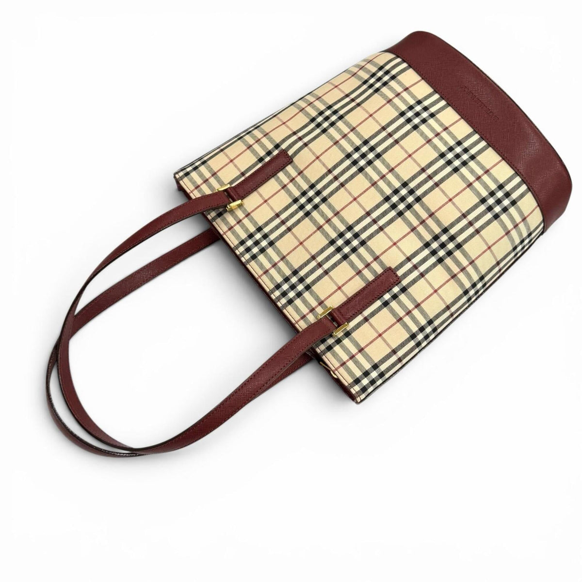 Burberry Beige Bordeaux Leather Tote Bag (Pre-Owned)