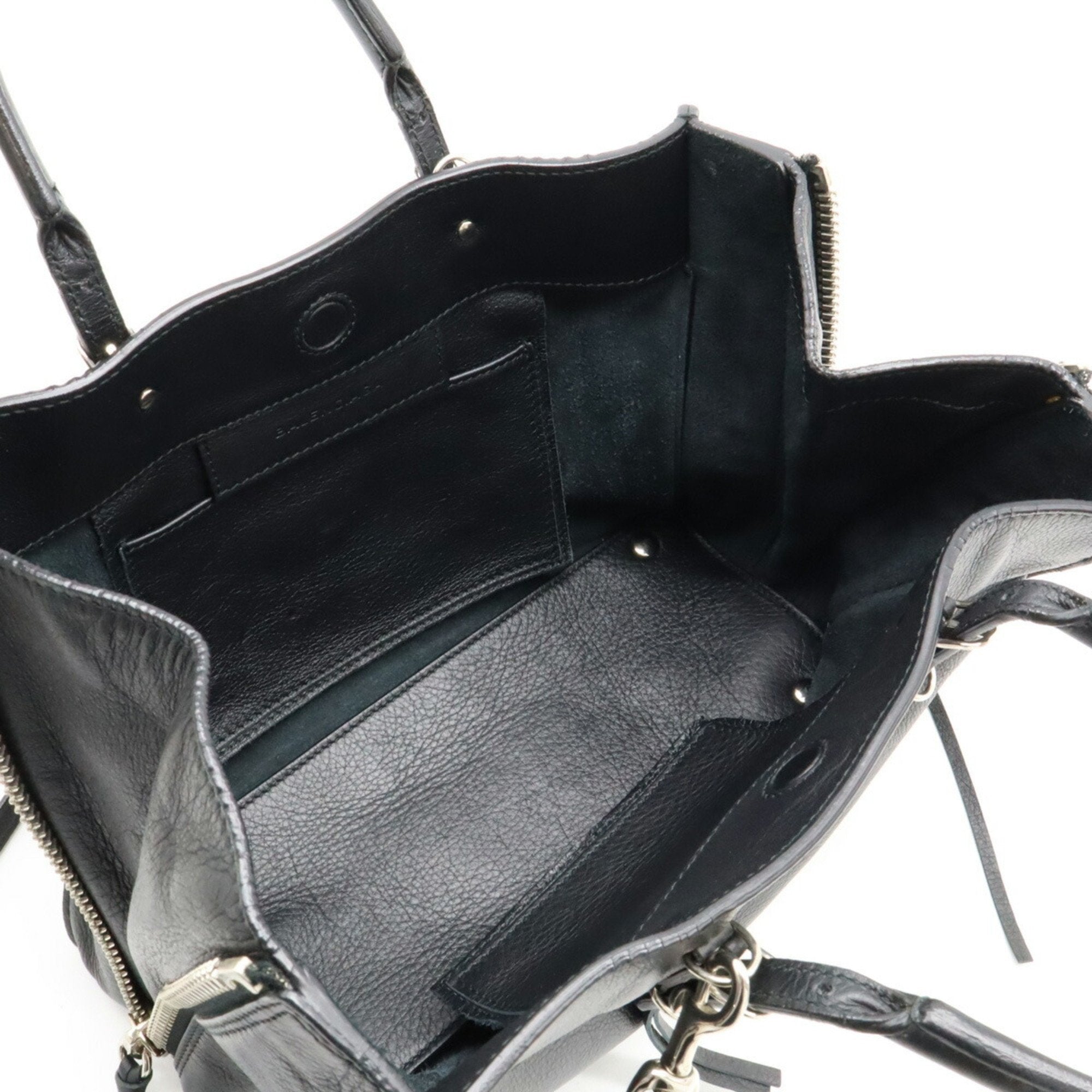 Balenciaga Black Leather Handbag Shoulder Bag Tote Bag (Pre-Owned)