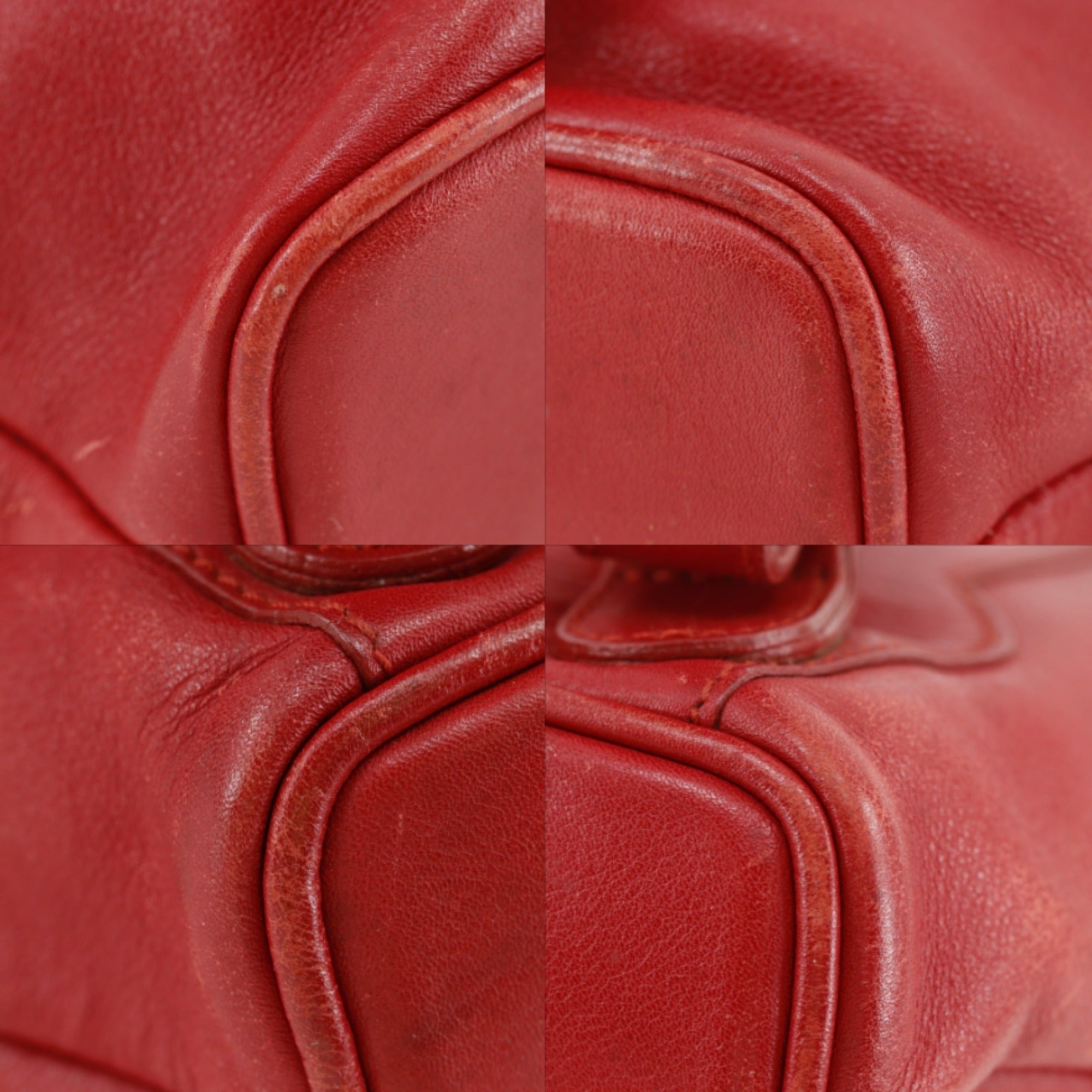 Gucci Bamboo Red Color Leather Backpack (Pre-Owned)