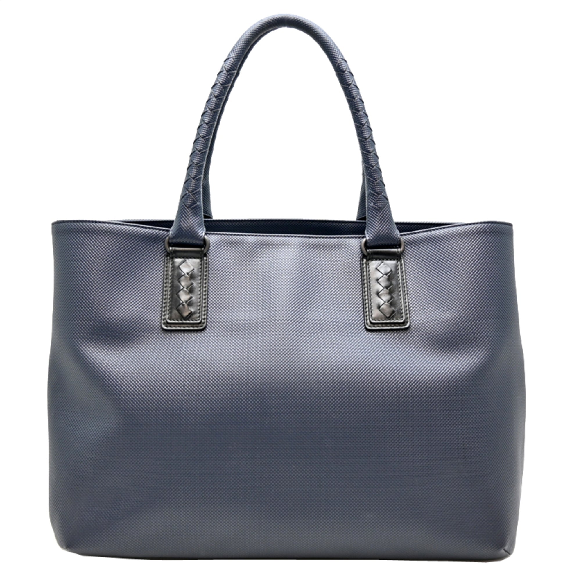 Bottega Veneta Navy Leather Pvc Tote Bag (Pre-Owned)