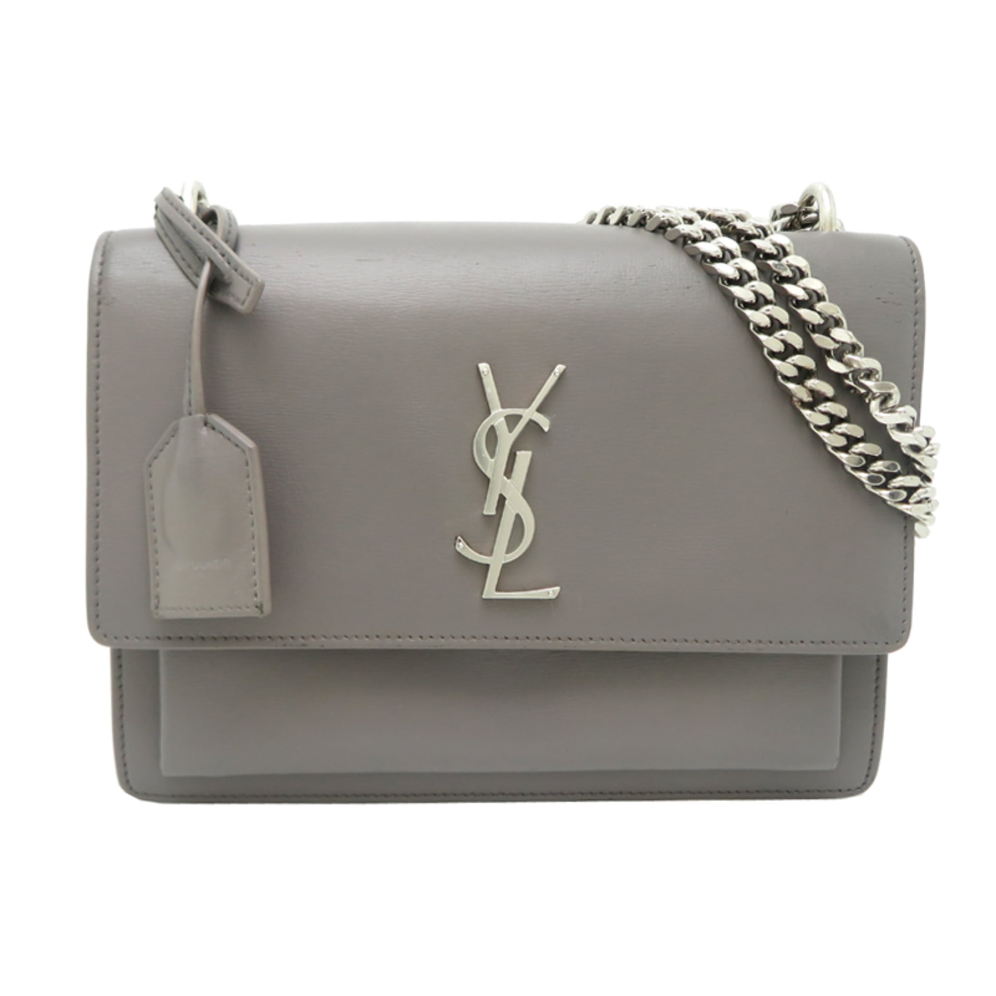 Saint Laurent Grayish Leather Shoulder Bag (Pre-Owned)
