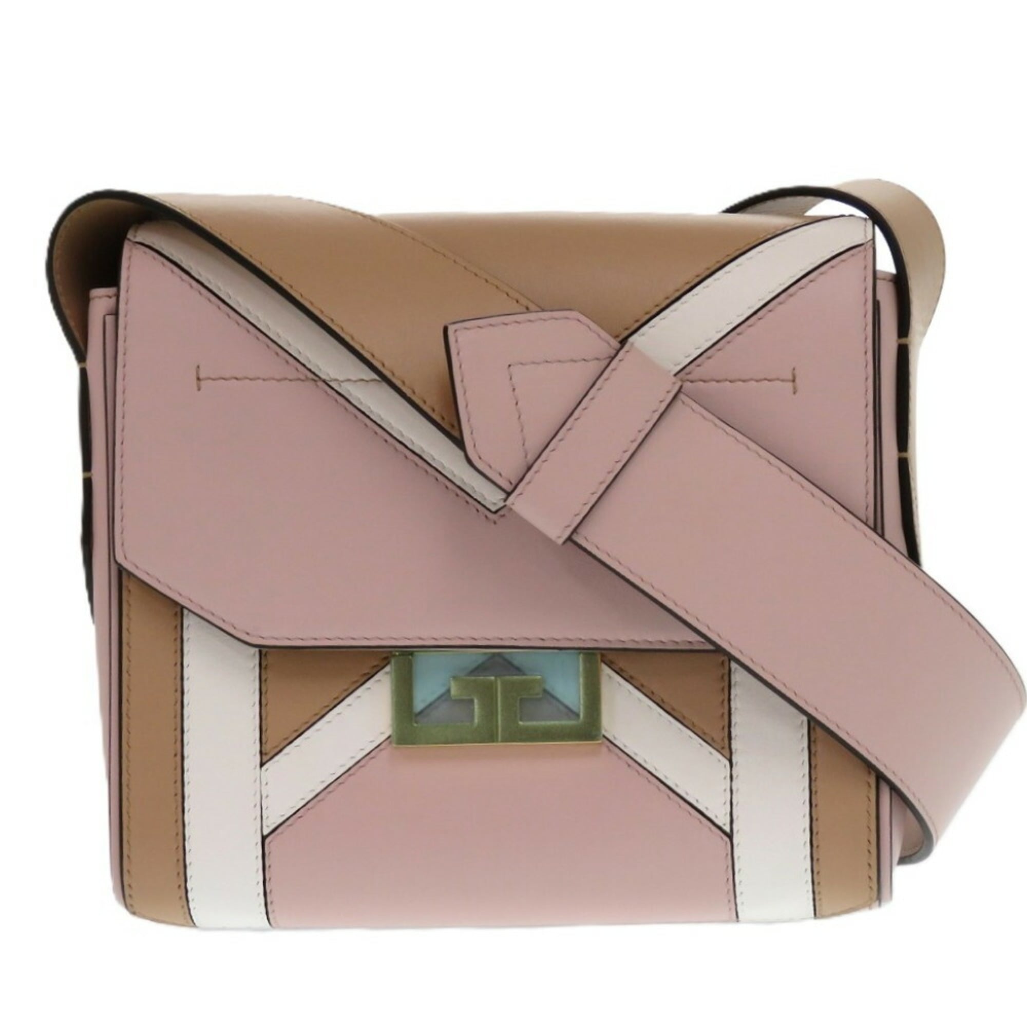 Givenchy Brown Pink White Leather Shoulder Bag (Pre-Owned)