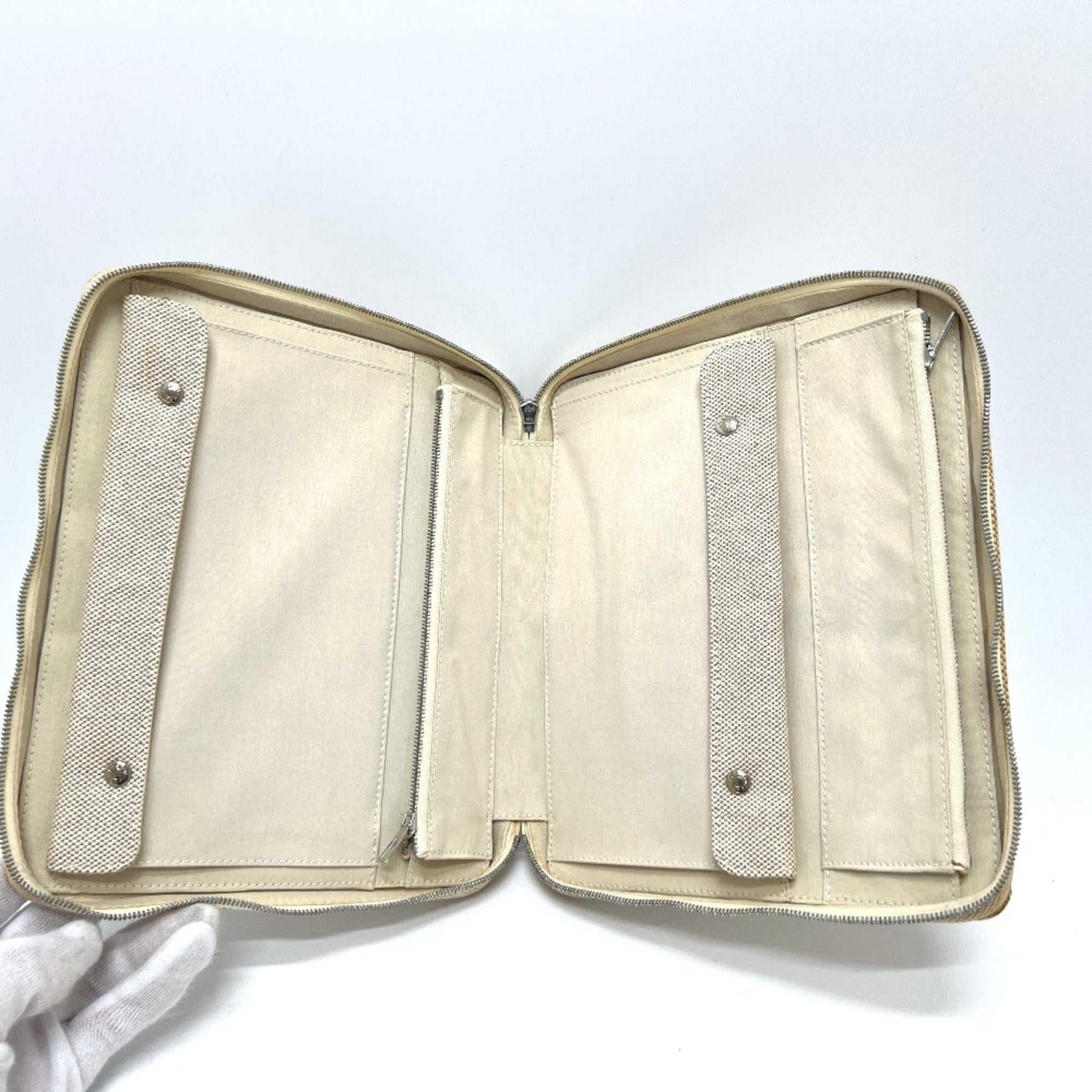 Hermes Beige Brown Yellow Toile H Pouch (Pre-Owned)