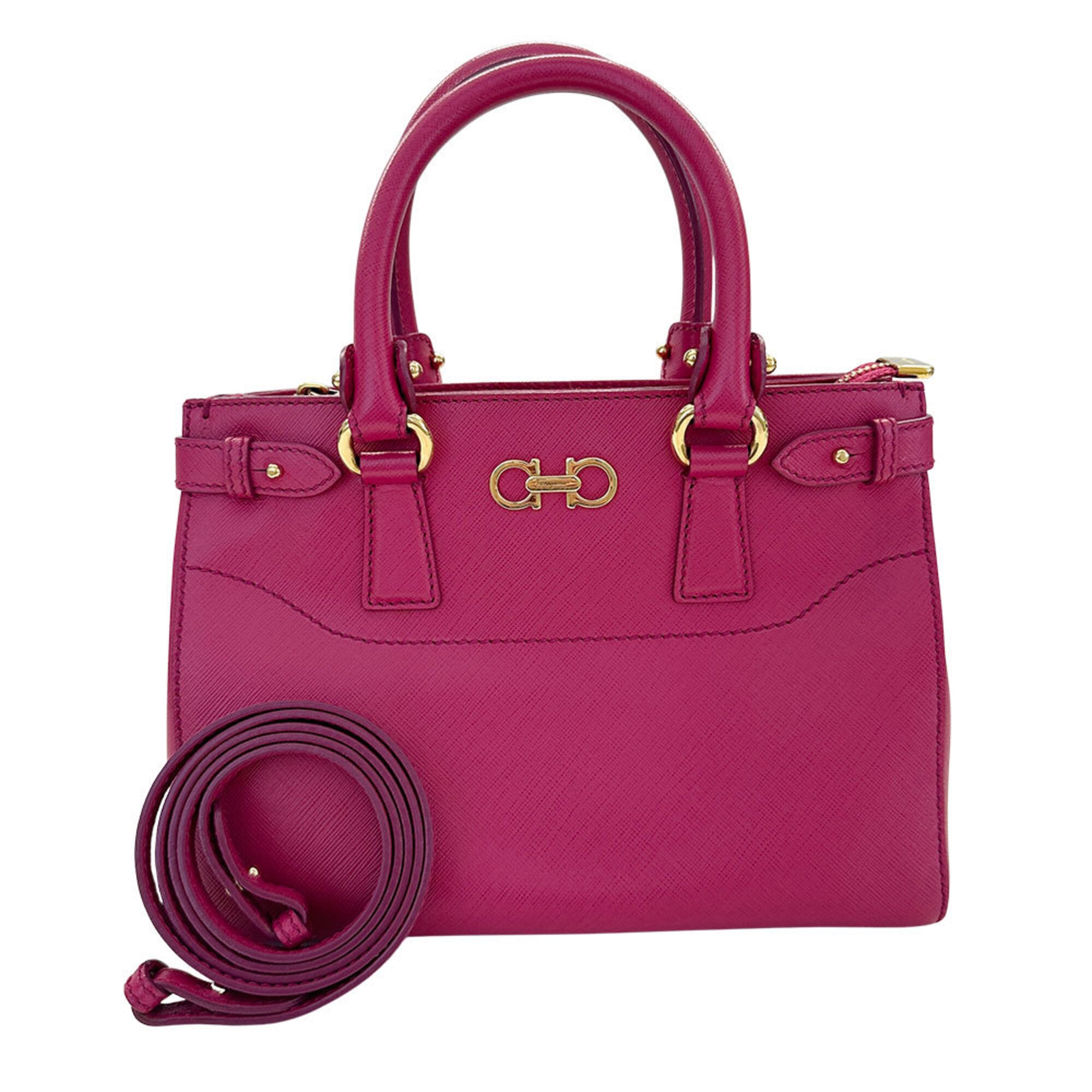 Salvatore Ferragamo Pink Leather Handbag Shoulder Bag (Pre-Owned)
