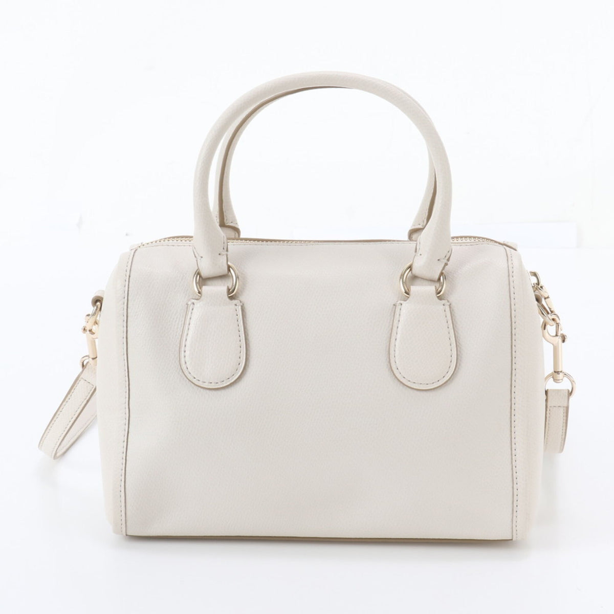 Coach Ivory Leather Boston Bag Crossbody Bag Handbag Shoulder Bag Tote Bag (Pre-Owned)