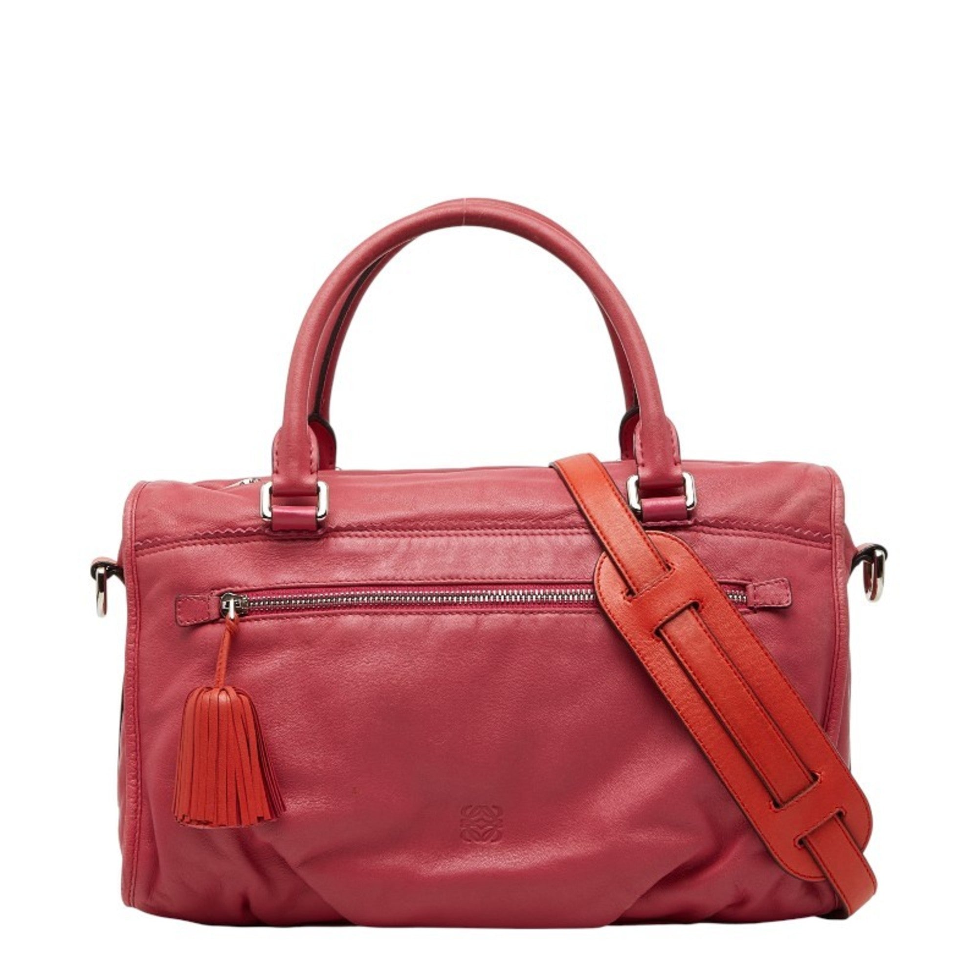 Loewe Pink Red Red Color Leather Handbag Shoulder Bag (Pre-Owned)