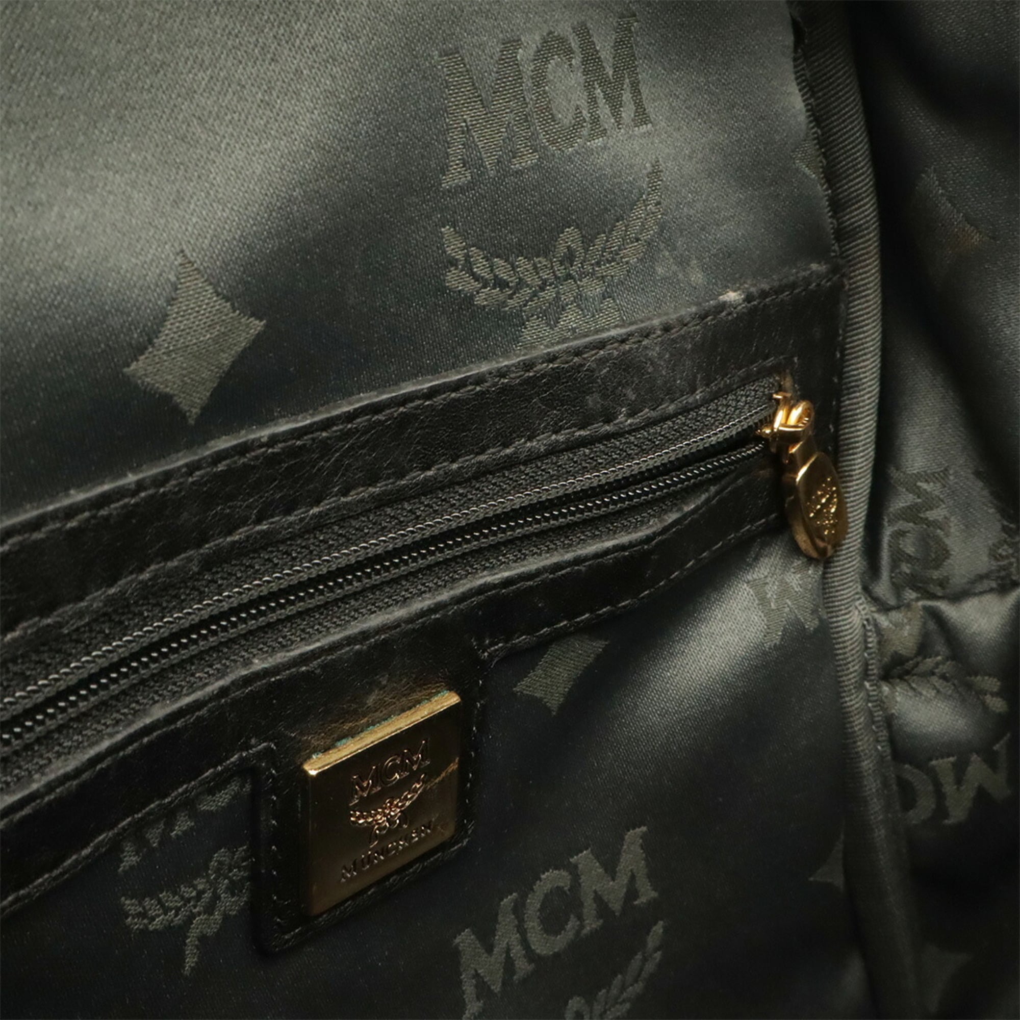 Mcm Visetos Black Gray Coated Canvas Pvc Leather Backpack (Pre-Owned)