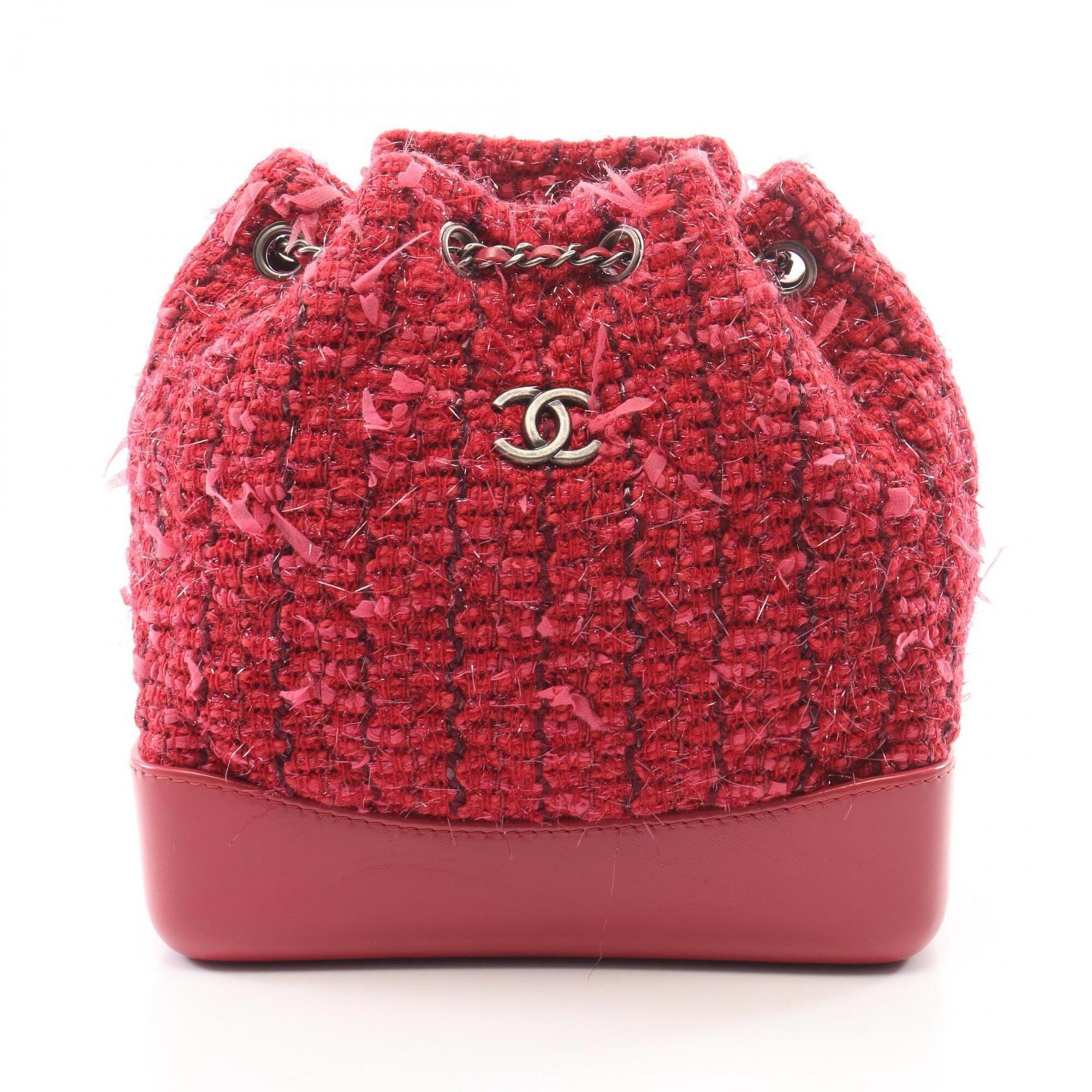 Chanel Pink Fabric Leather Backpack Handbag (Pre-Owned)