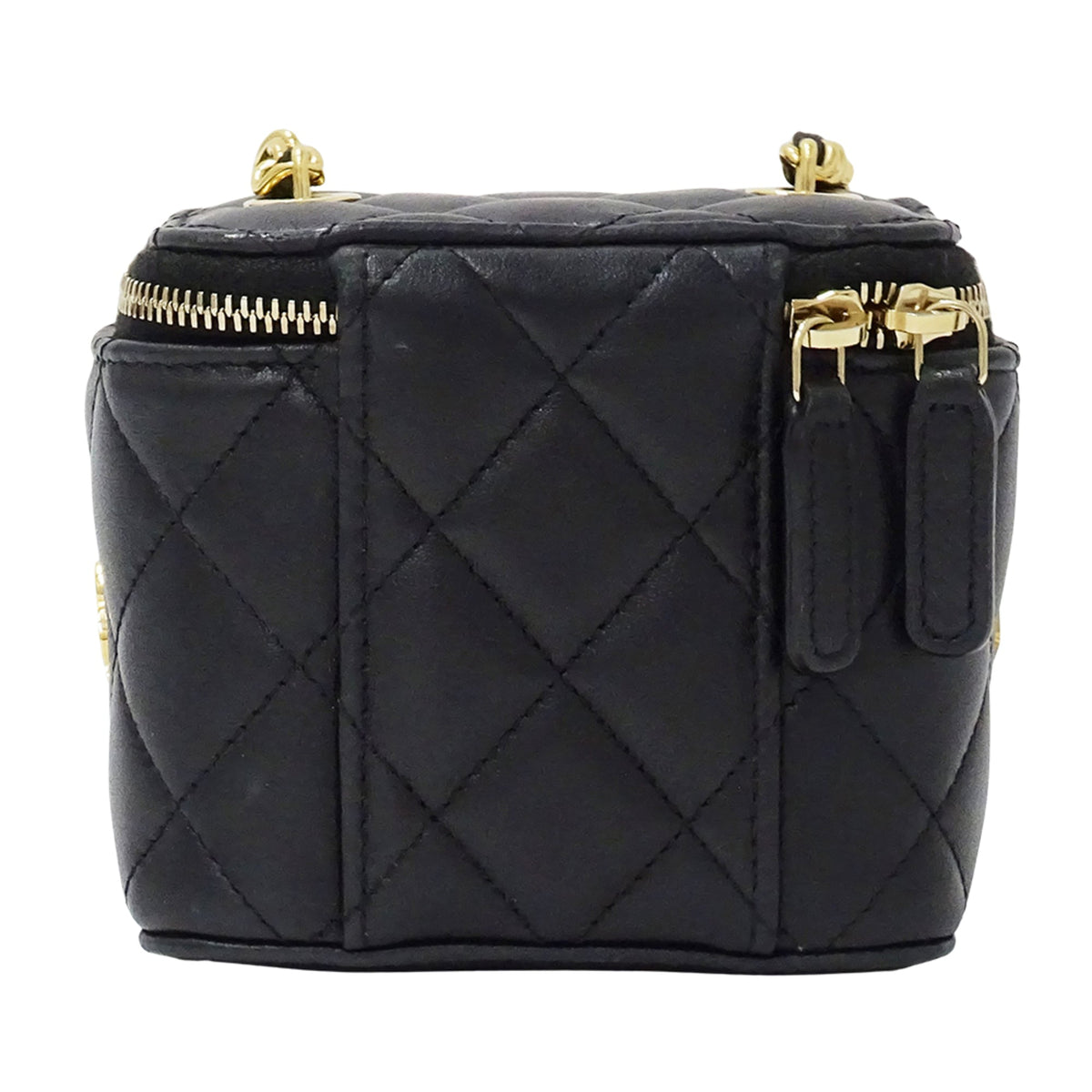 Chanel Black Leather Handbag Shoulder Bag (Pre-Owned)