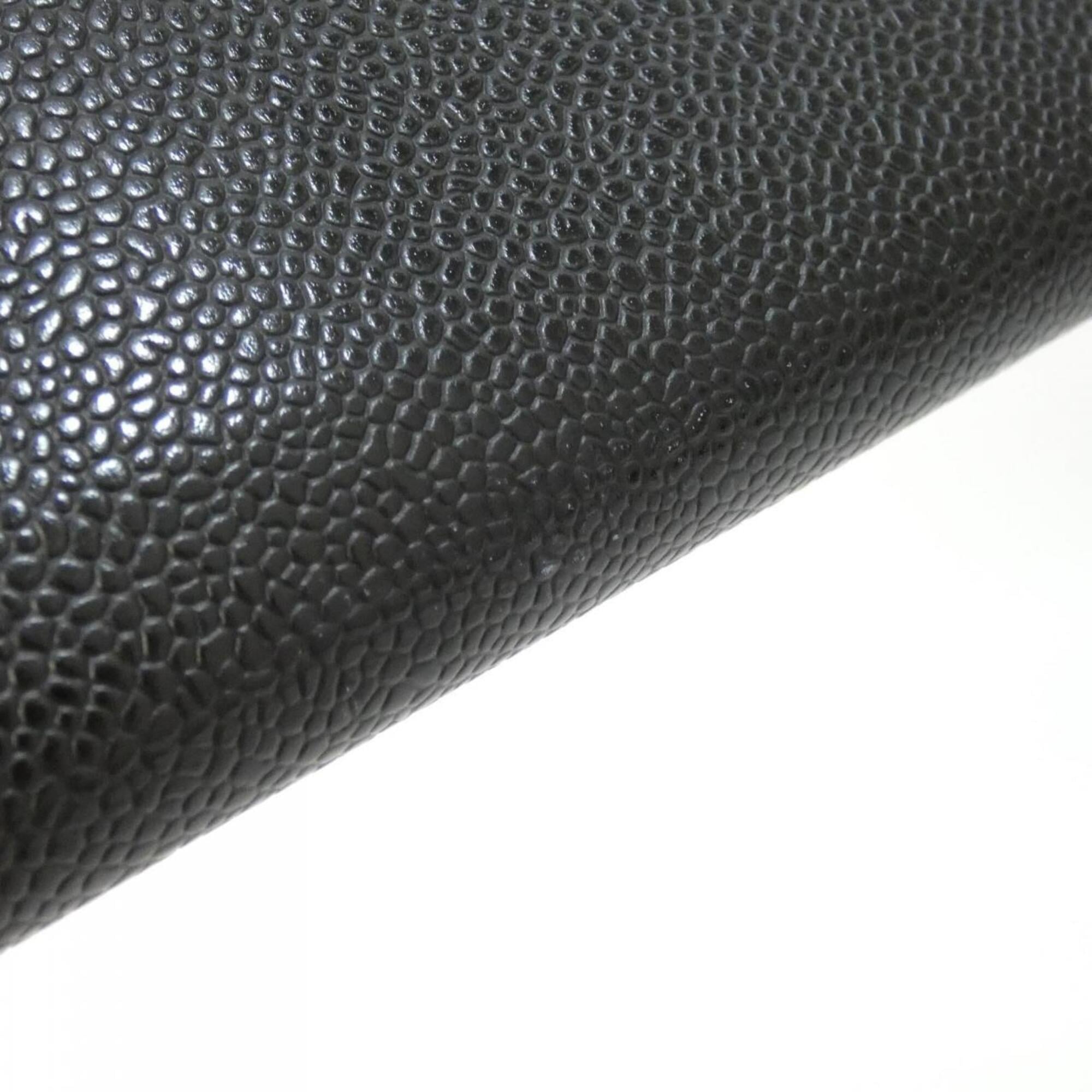 Chanel Black Grained Calfskin Long Wallet (Bi-Fold) (Pre-Owned)