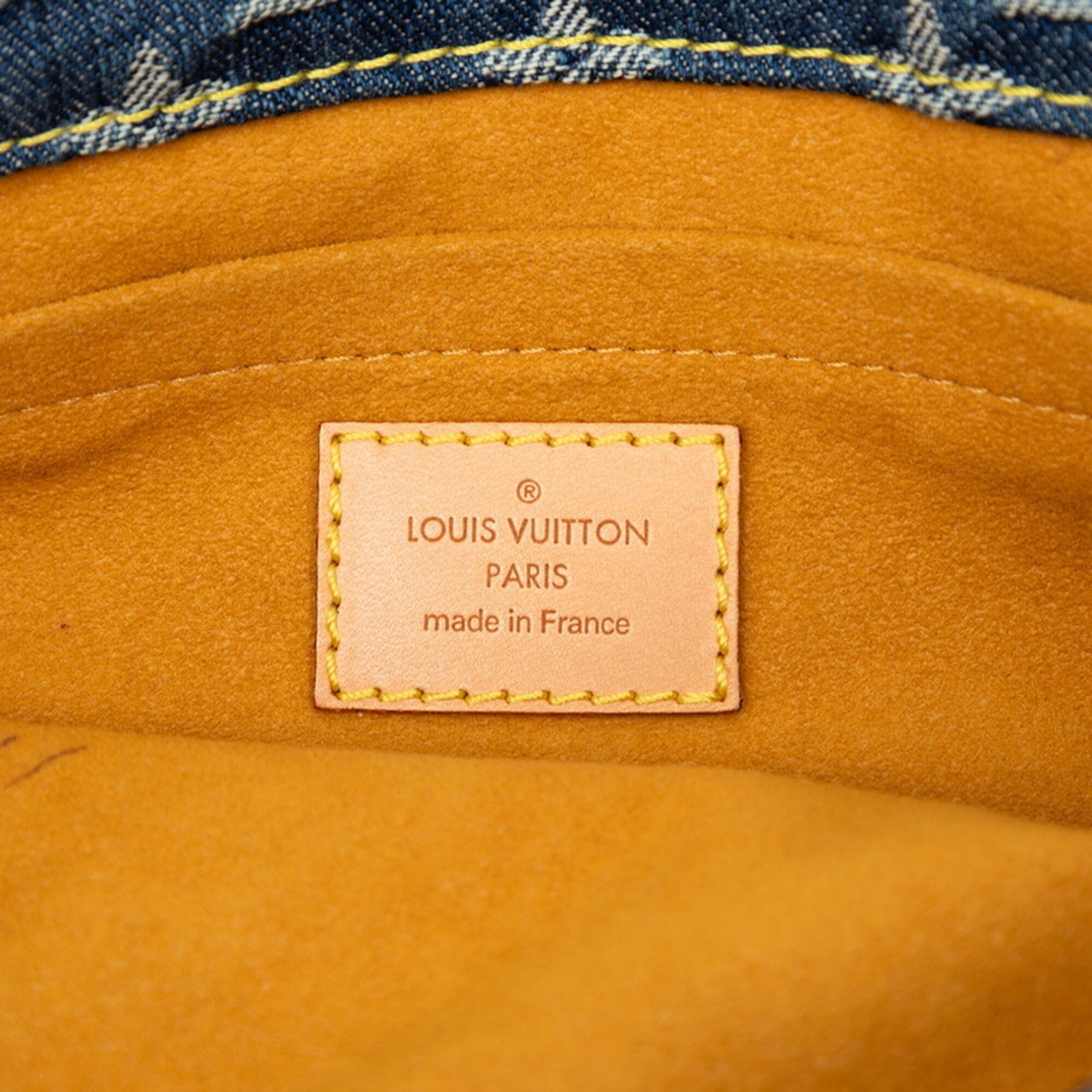 Louis Vuitton Monogram Denim Blue Canvas Leather Handbag Tote Bag (Pre-Owned)