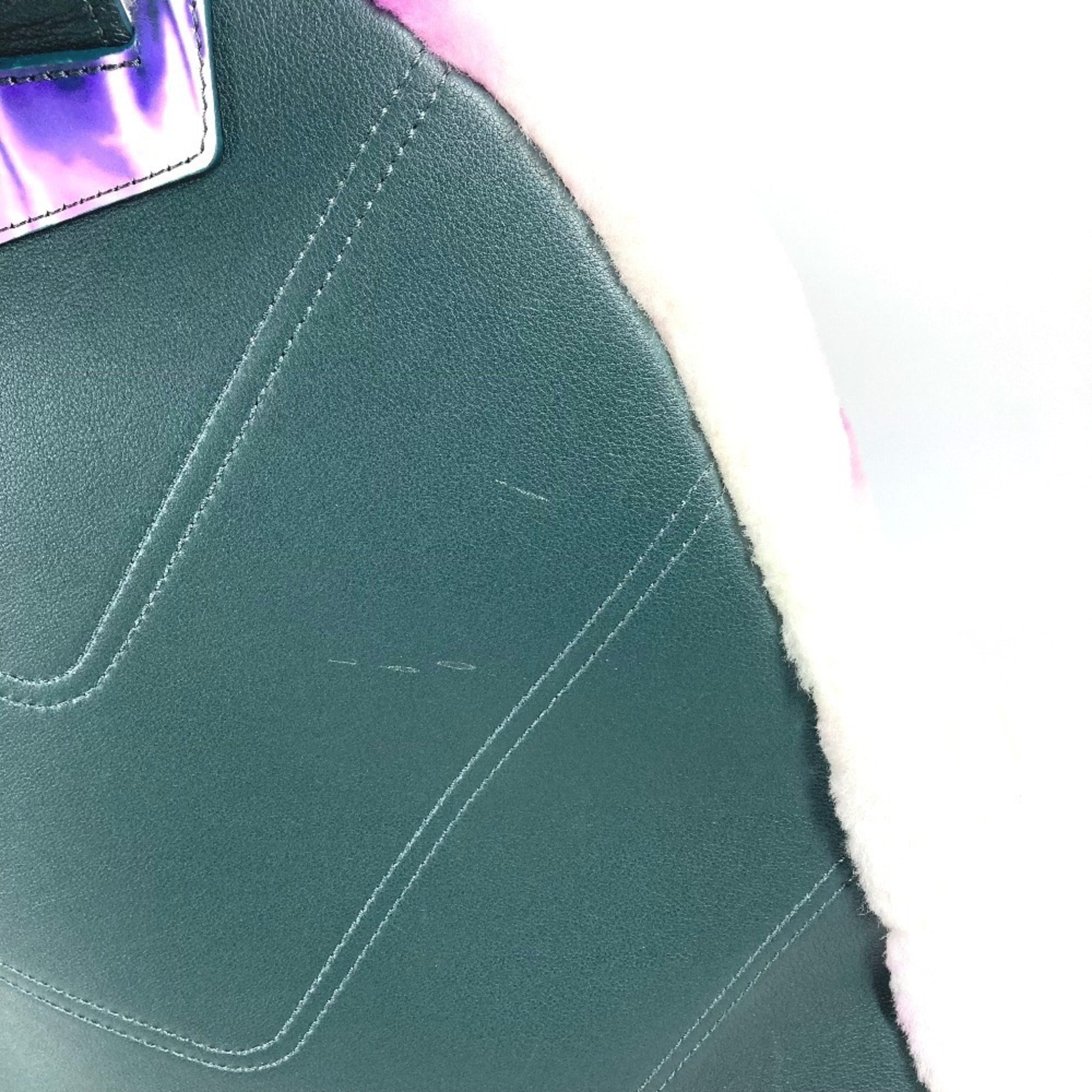 Louis Vuitton Black Purple White Fur Leather Backpack (Pre-Owned)