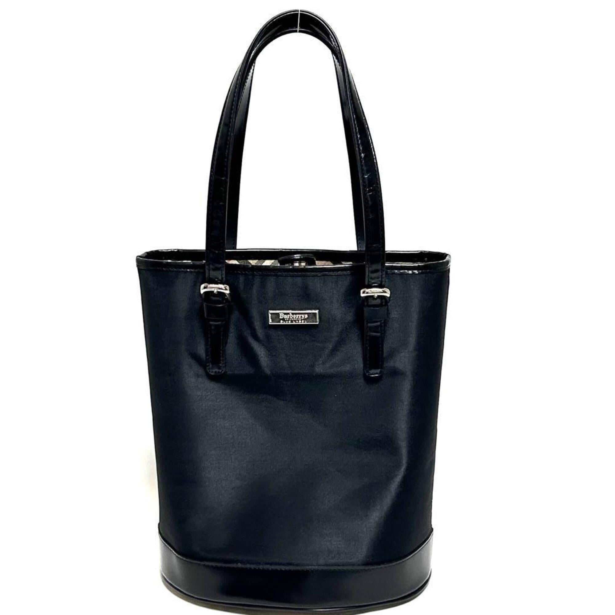 Blue Label Black Nylon Leather Shoulder Bag Tote Bag (Pre-Owned)