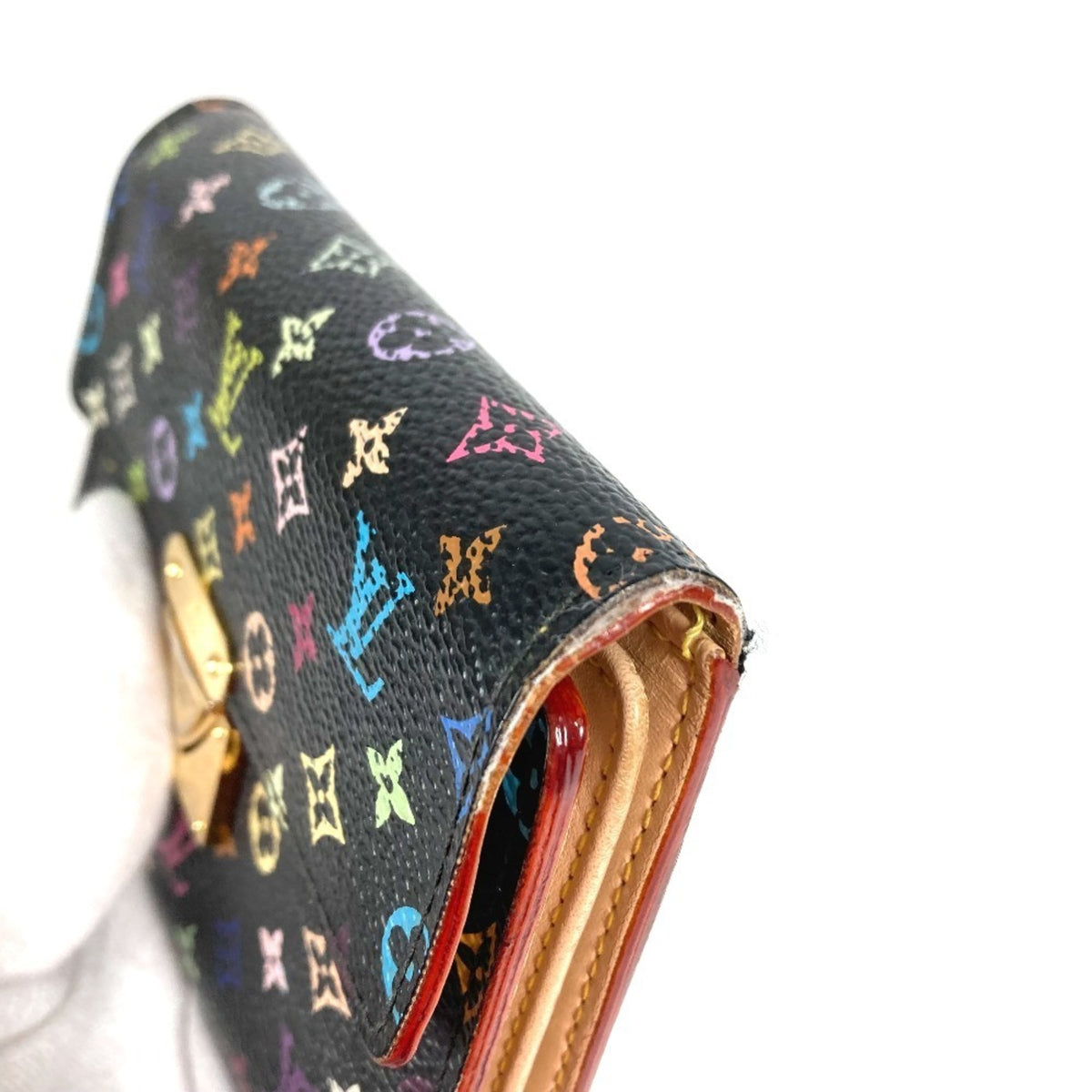 Louis Vuitton Black Multi-Color Noir Monogram Multicolore Canvas Wallet (Tri-Fold) (Pre-Owned)