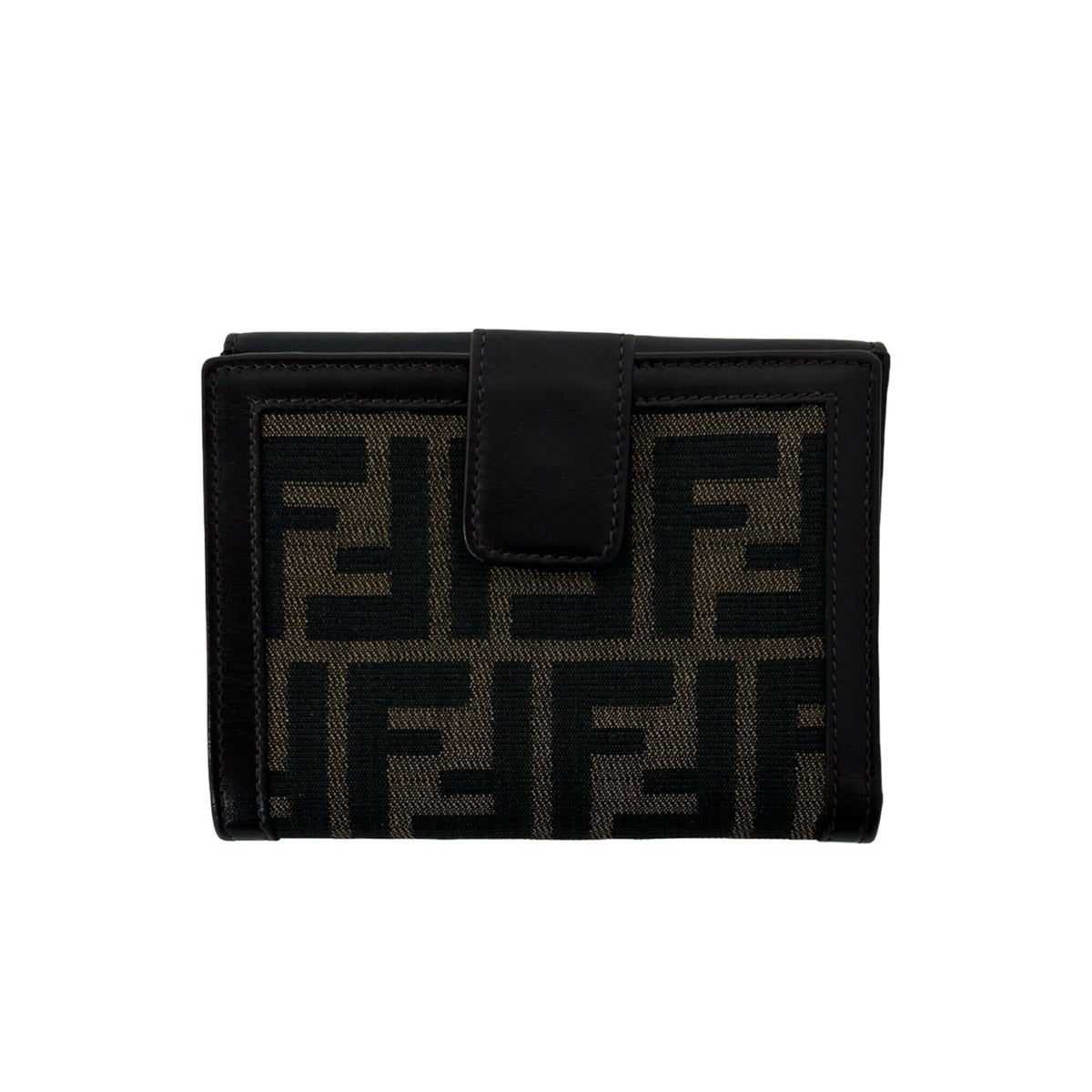 Fendi Black Brown Canvas Leather Wallet (Bi-Fold) (Pre-Owned)
